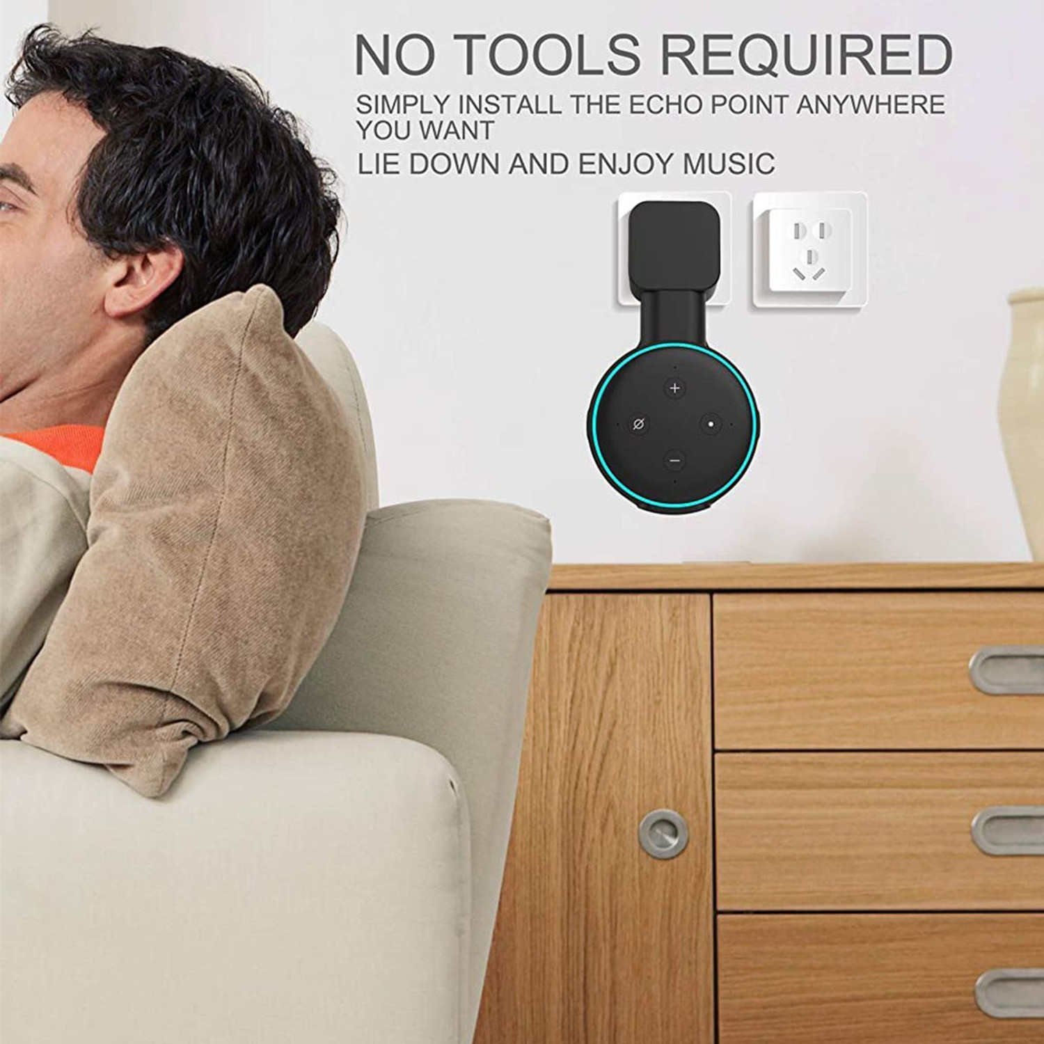 Image of ZITRONIX Wall Mount Alexa Holder Echo Dot 3 Cord Organizer Black Speaker Mount