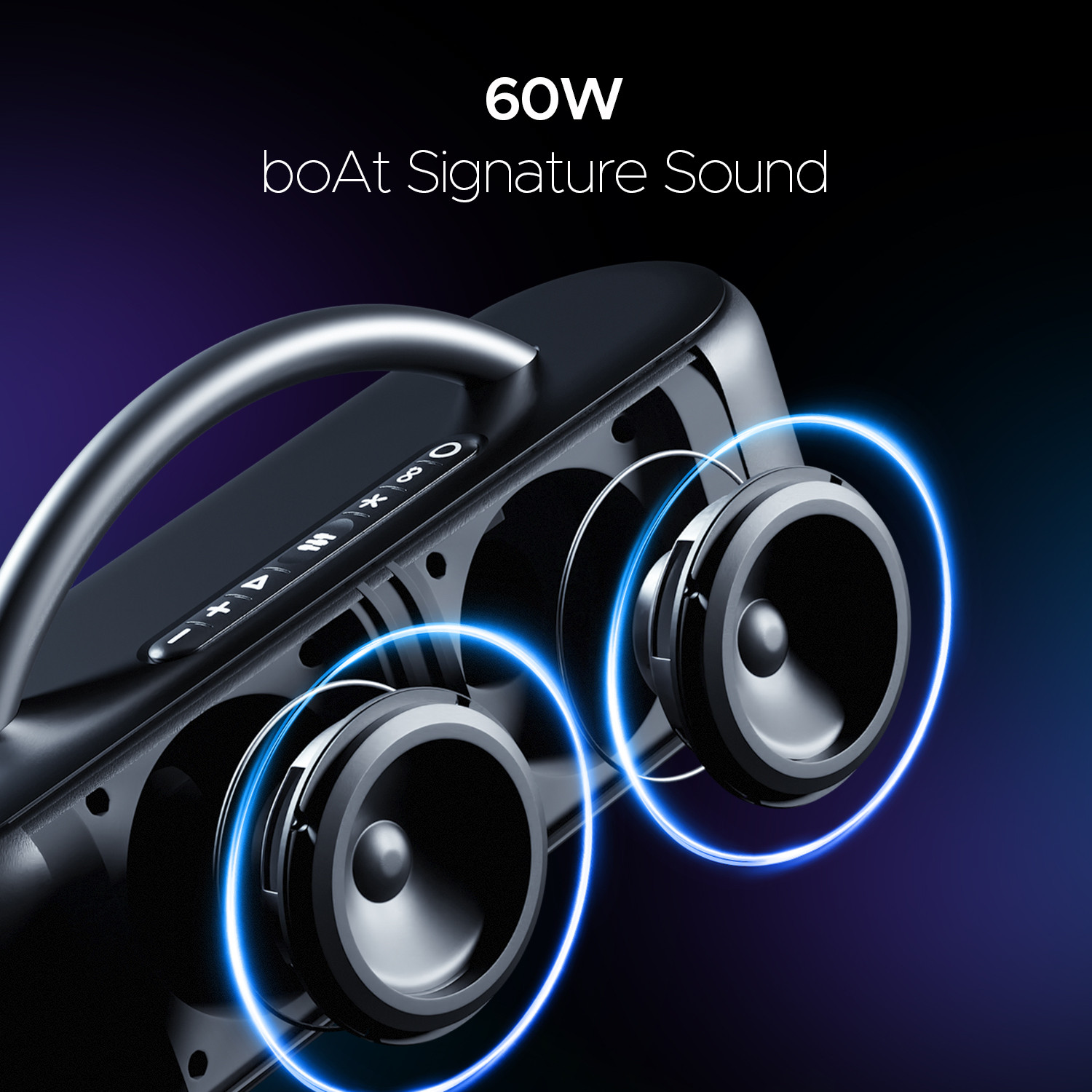 Image of boAt Stone Lumos w / LED Projection, 9HRS Playback,Hearables App Support,Dual EQ Modes 60 W Bluetooth Party Speaker