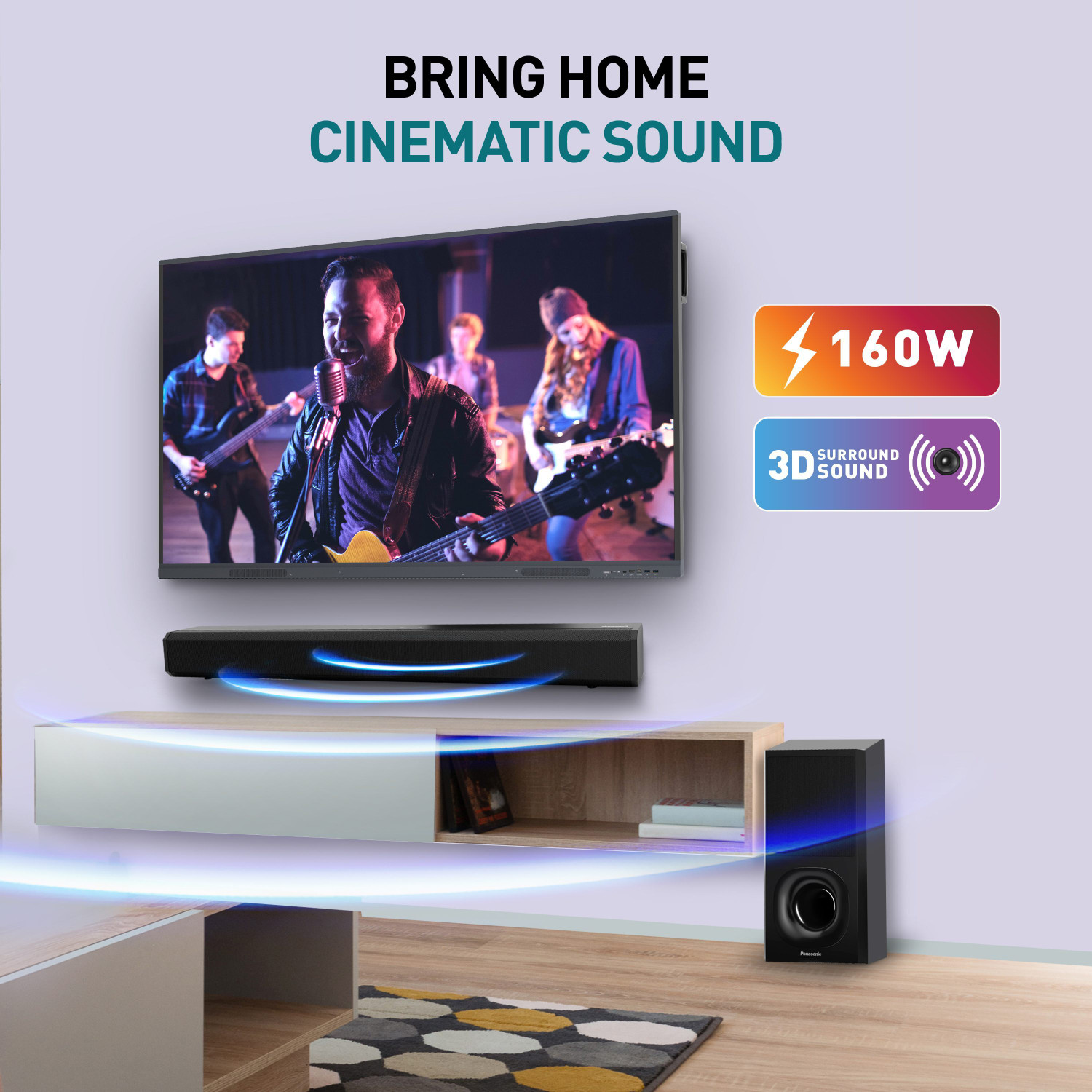 Image of Panasonic SC-HTS160GWK 160 W Bluetooth Soundbar