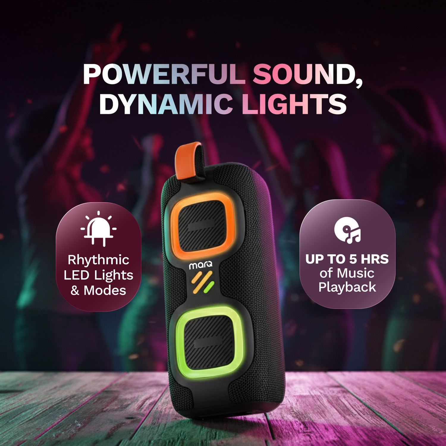 Image of MarQ by Flipkart Party Pod with Powerful Dual Drivers, Upto 5Hrs of Playback, TWS Mode 30 W Bluetooth Speaker