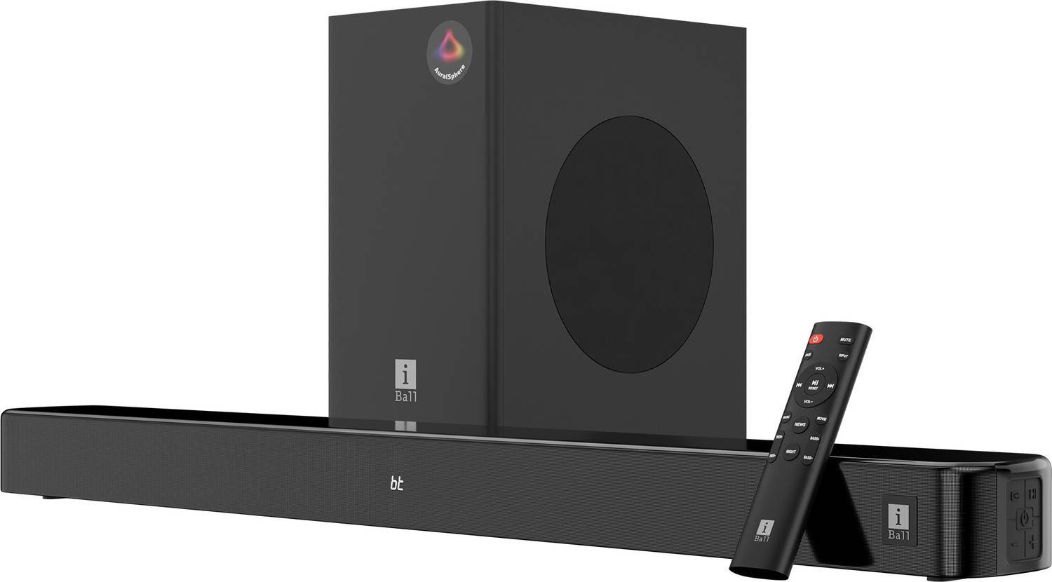 iBall Cinebar 100, Subwoofer, AuralSphere Surround Audio,Quad Drivers,BT v5.3, USB,Aux 220 W Bluetooth Soundbar