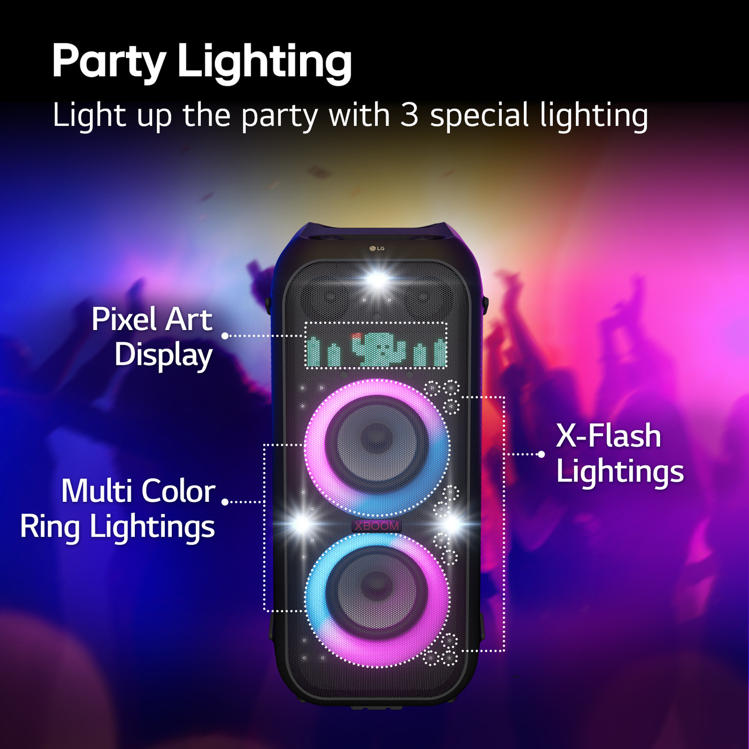 Image of LG XBOOM XL9T, 1000W, Pixel LED lighting, Mic & Guitar input, IPX4, XBOOM App 1000 W Bluetooth Party Speaker