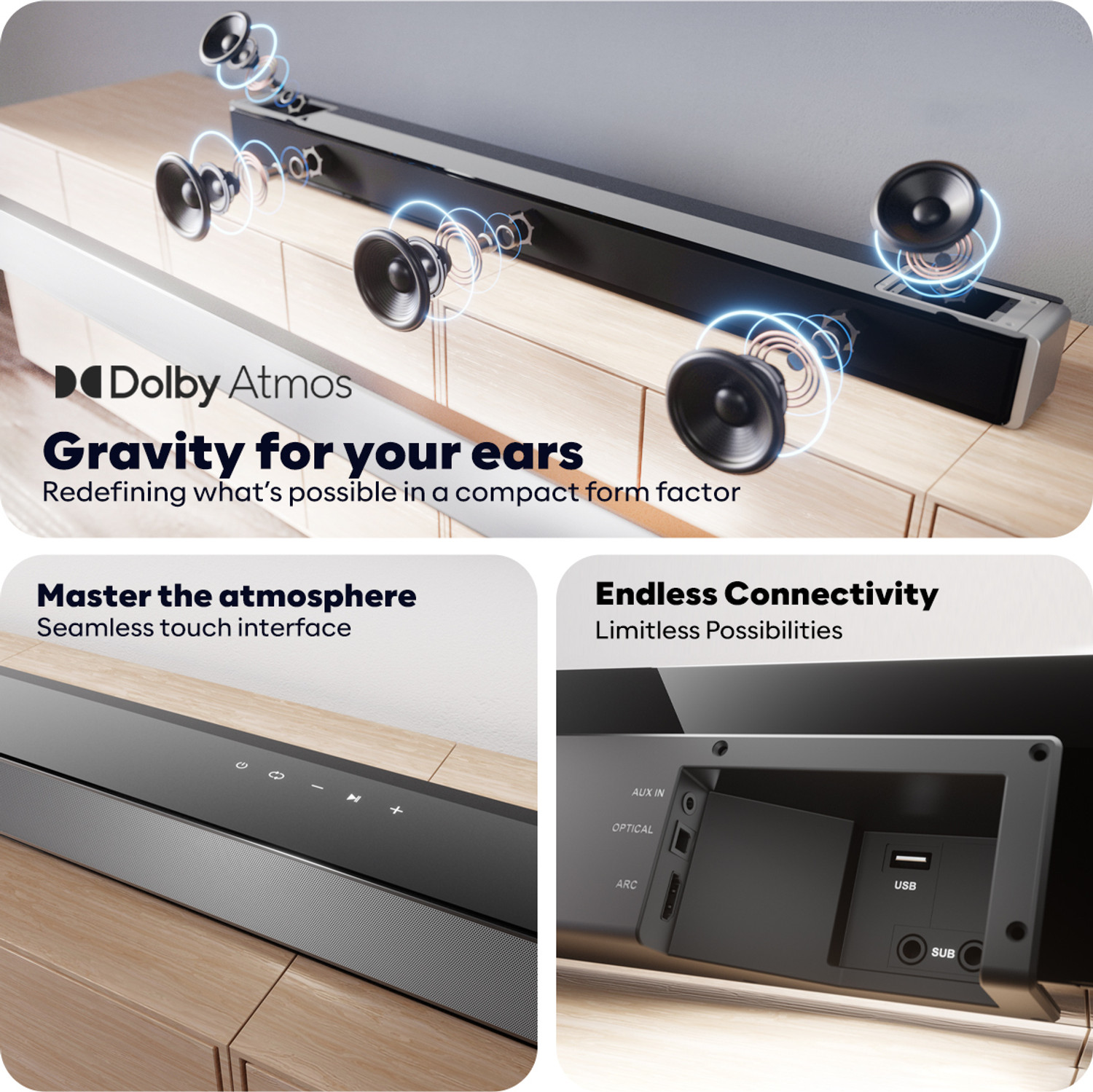 Image of GOVO Gosurround 1000 Pro Dolby Atmos Wireless Satellite 750 W Bluetooth Soundbar