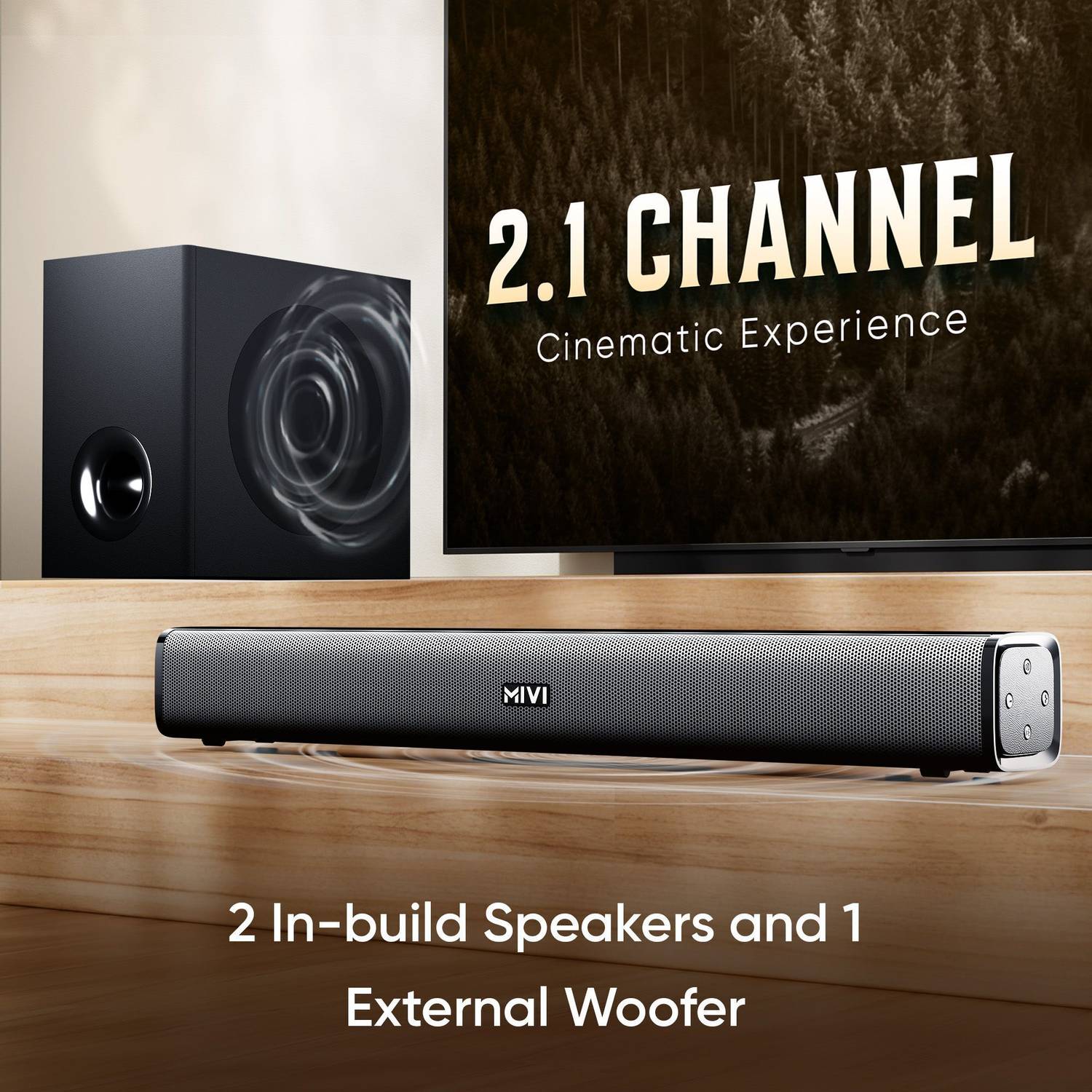 Mivi Fort H160 Soundbar, 160 Watts, 2.1 Channel, Multi-Input and ... more