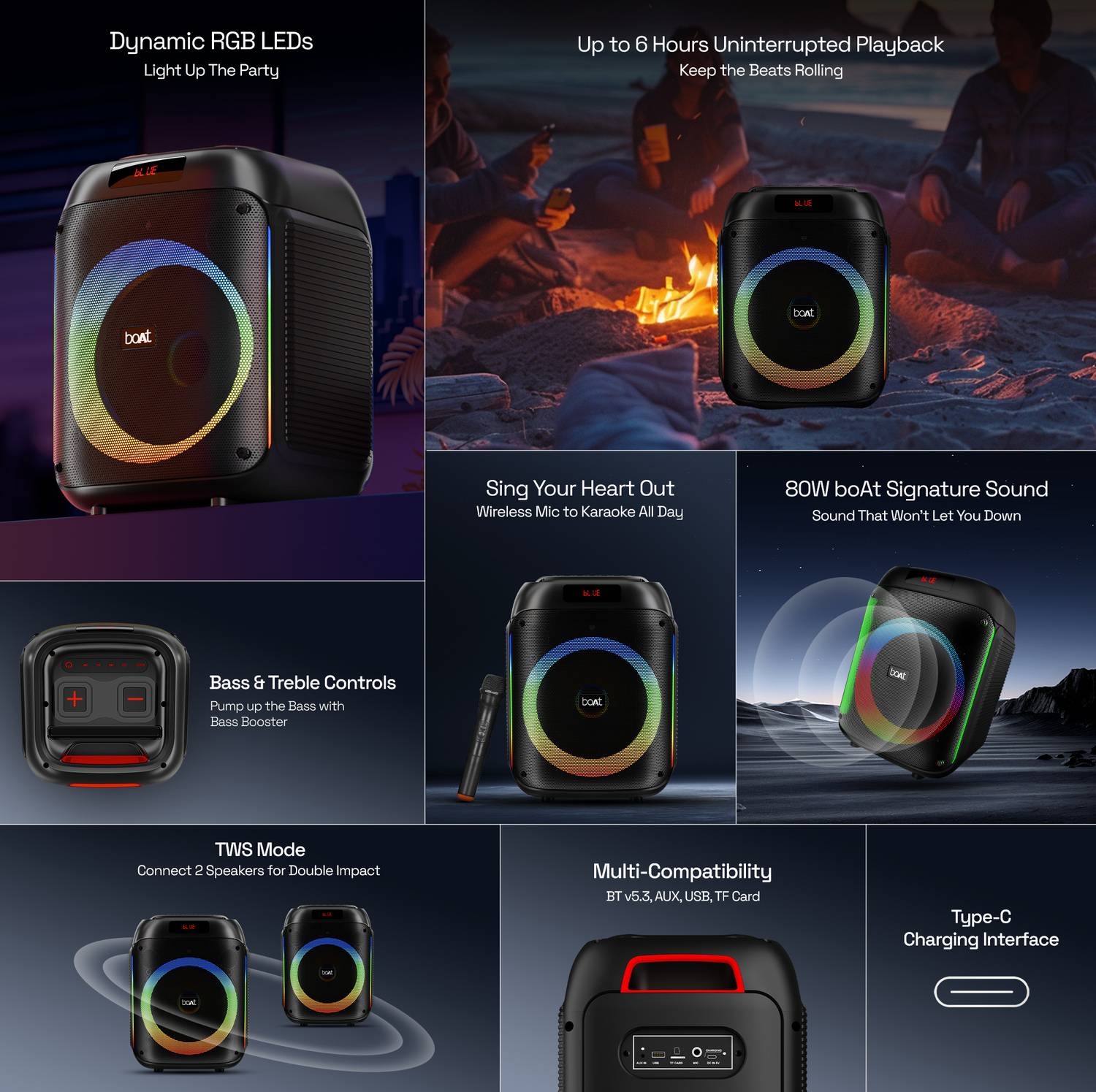 boAt Partypal 220 80W Party Speaker with Karaoke Mic - Image 2