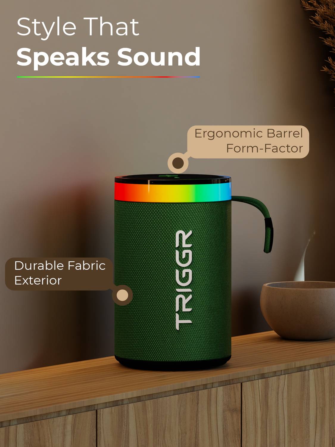 TRIGGR ट्रिगगर Roar 10 with RGB Lights, Fabric Exterior, TWS & FM - Image 3