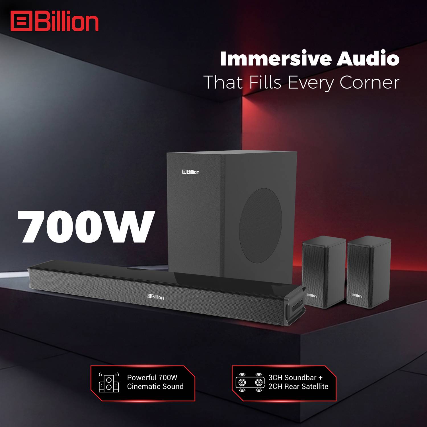 Billion Thunder 700W Dolby Audio 5.1CH Soundbar - Image 2