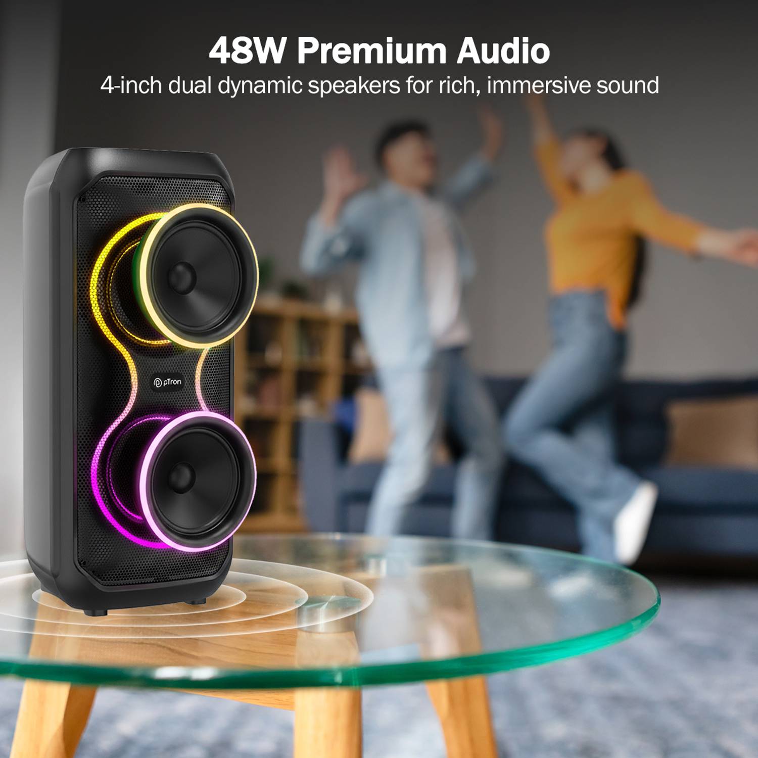 PTron Fusion ONE 48W Bluetooth Party Speaker - Image 3