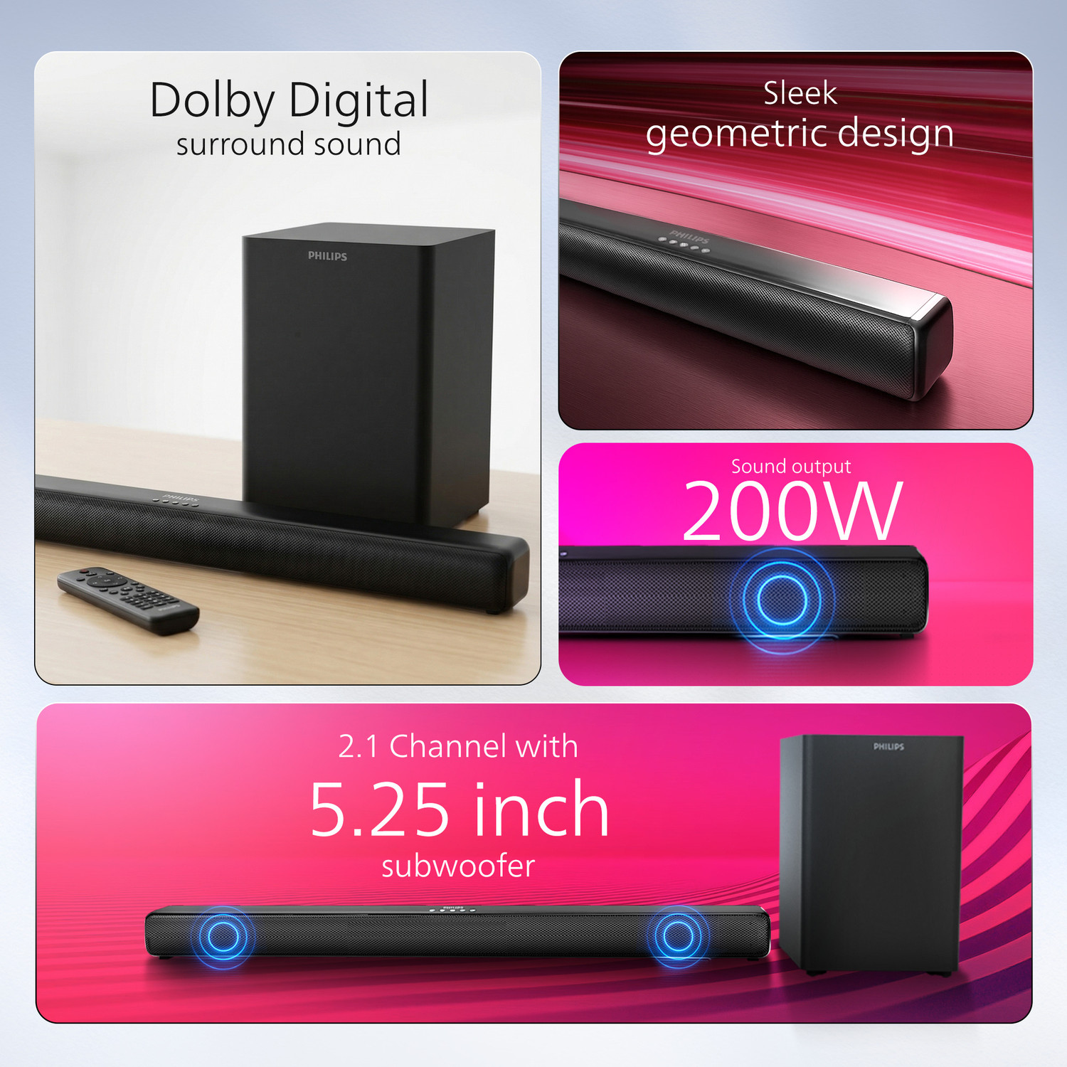 Image of PHILIPS TAB5321 /94 Dolby Digital 200 W Bluetooth Soundbar