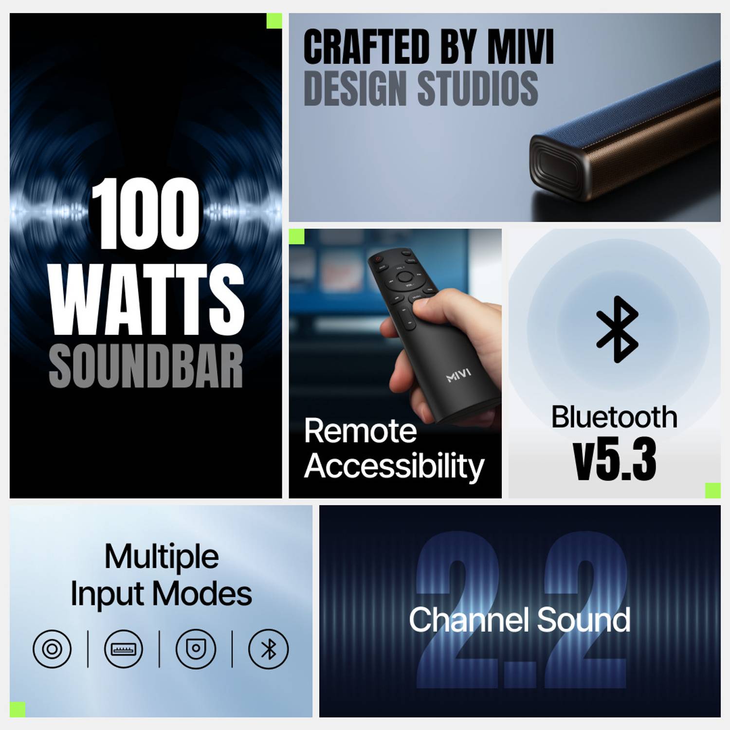 Mivi Fort Sonic 100 100W 2.2 Channel Bluetooth Soundbar - Image 2