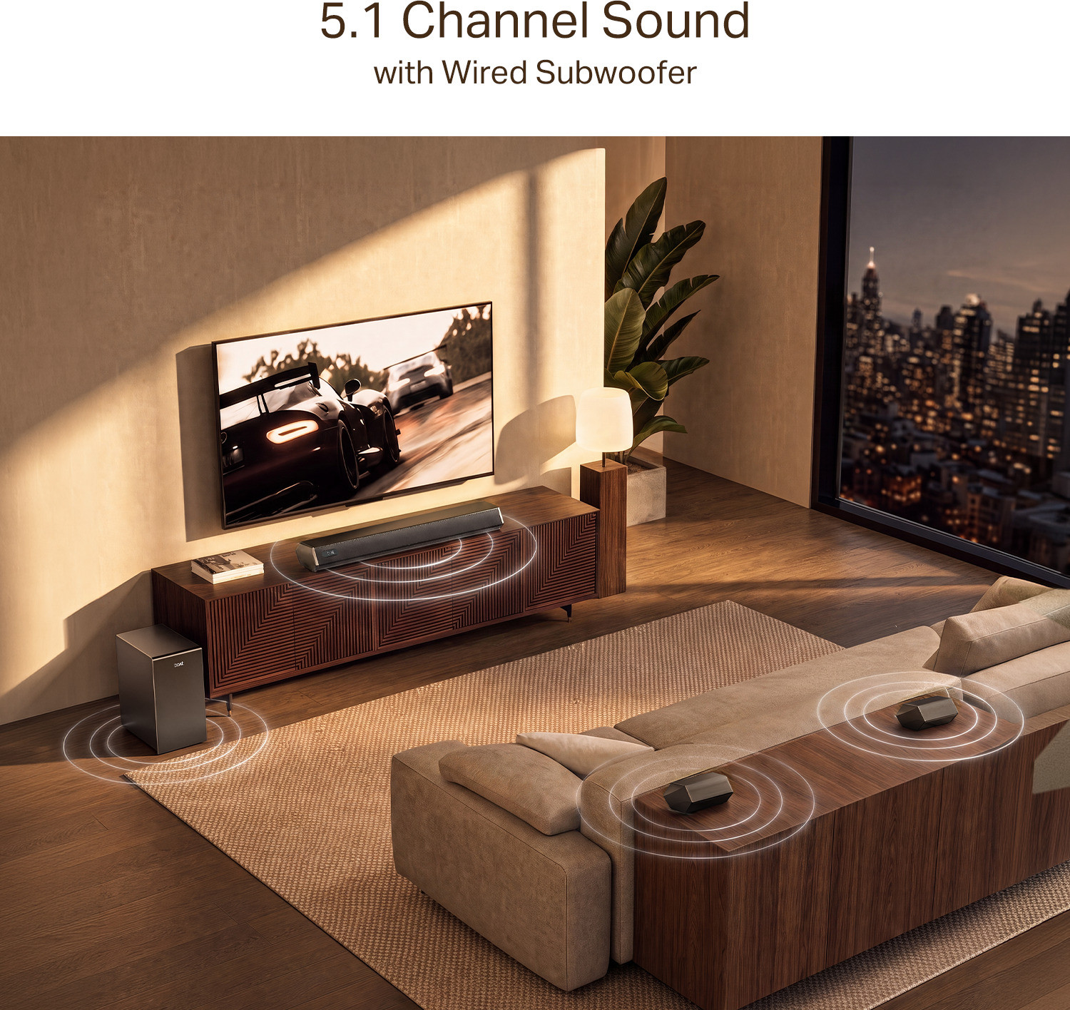 Image of boAt Aavante Bar Prime B300, Subwoofer,Dual Rear Speakers,5.1 CH,EQ Modes,BT v5.3 300 W Bluetooth Soundbar