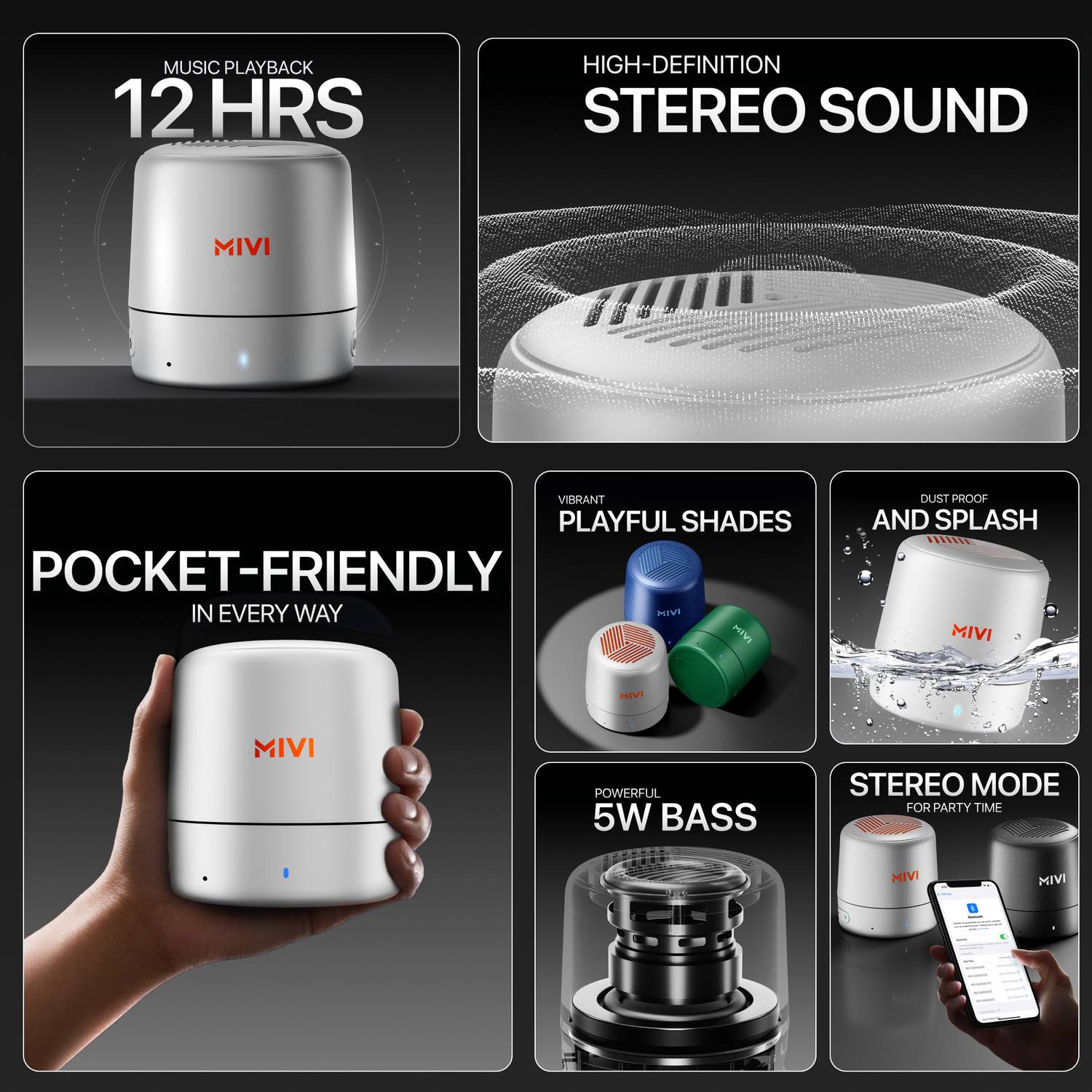 Mivi Play 12Hrs TWS IPX4 Bluetooth Speaker - Image 2