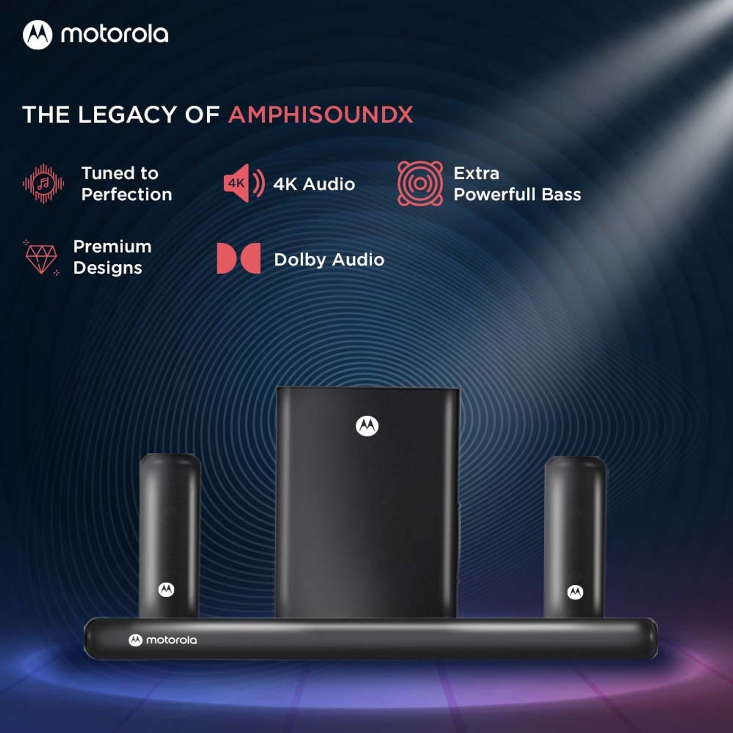 Image of MOTOROLA AmphisoundX Vibe Dolby Digital 500 W Bluetooth Soundbar