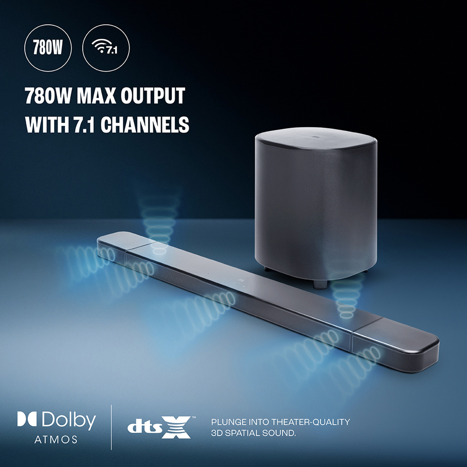 Image of JBL Bar 800 MK2 True Dolby Atmos 3D Surround Sound,Down-Firing Subwoofer, HDMI 780 W Bluetooth Soundbar