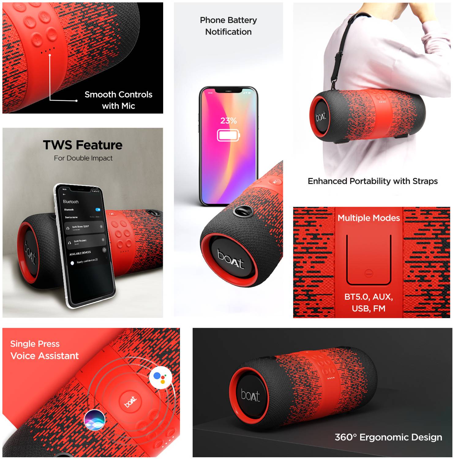 boAt 14W Bluetooth Speaker with RGB LEDs - Image 5