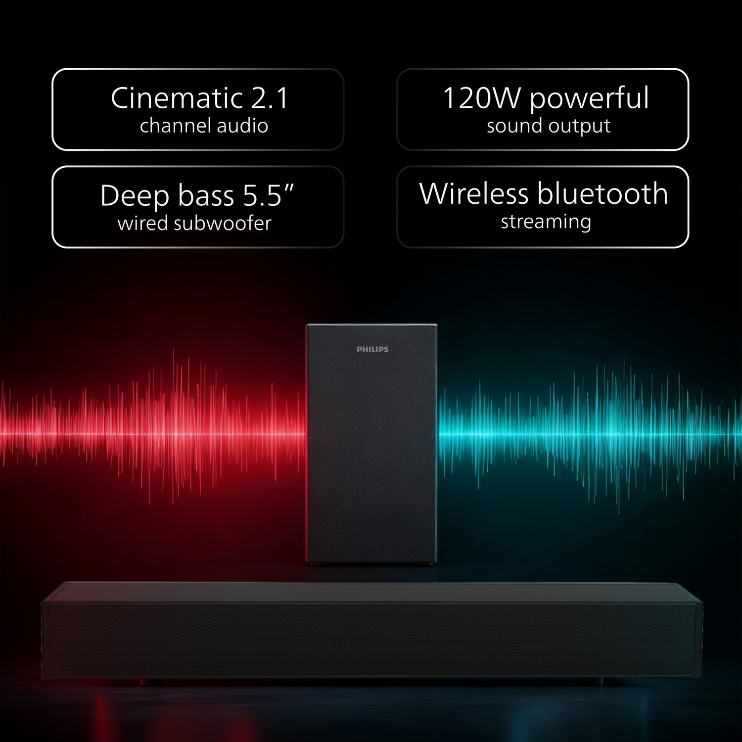 Image of PHILIPS TAB4321 120 W Bluetooth Soundbar