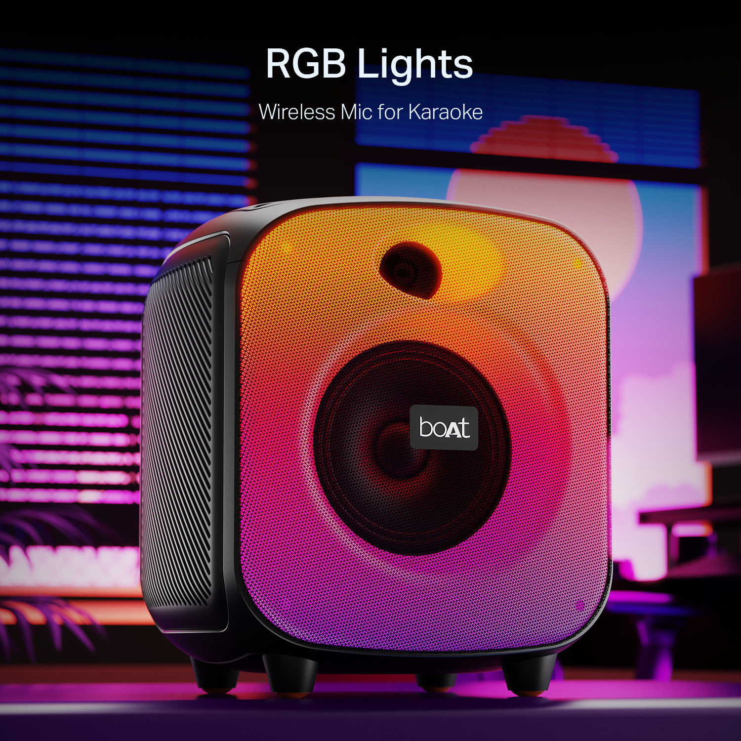 Image of boAt Partypal 65 Pro, Wireless Karaoke Mic, 8H Battery, Bass Boost, RGB LEDs 42 W Bluetooth Party Speaker