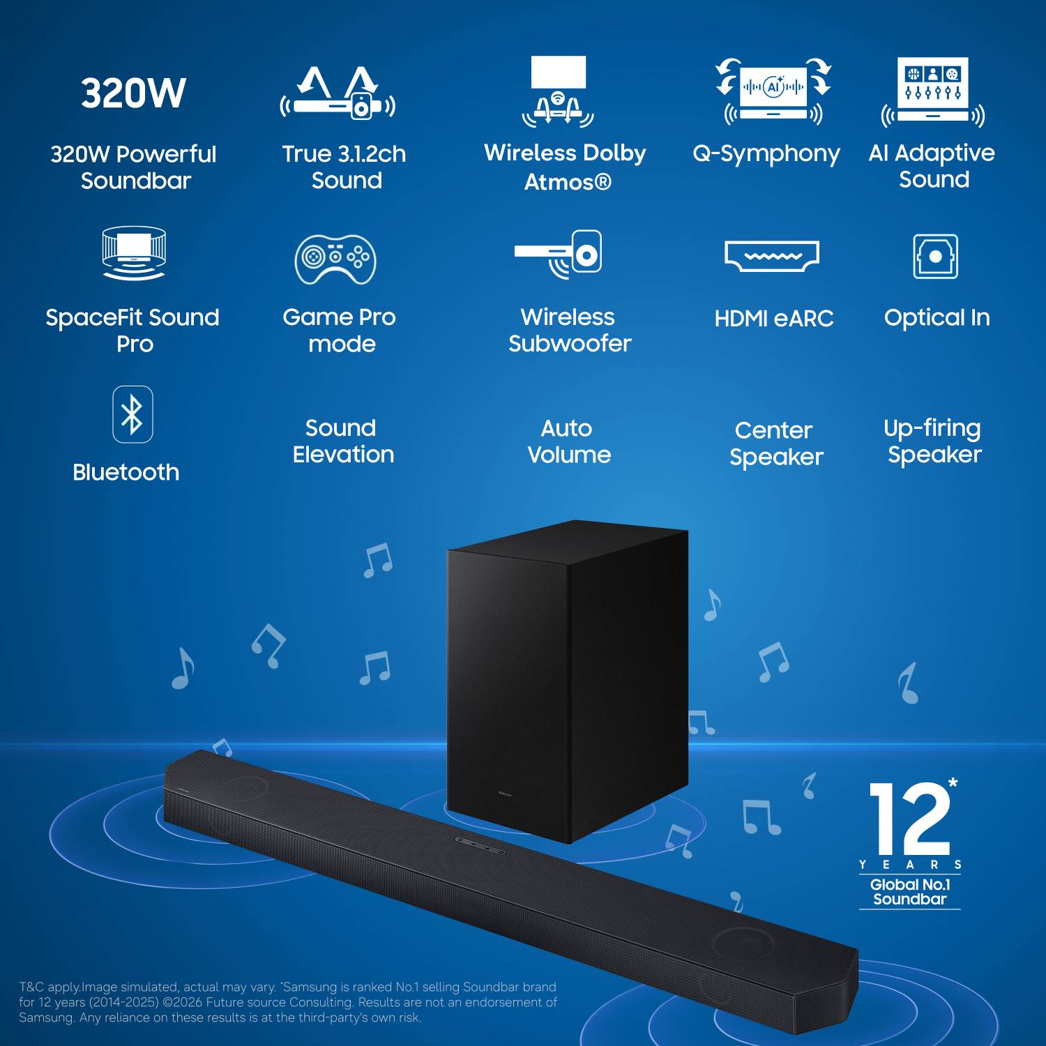 Samsung HW-Q600H/XL 320W 3.1.2ch Dolby Audio Soundbar - Image 2