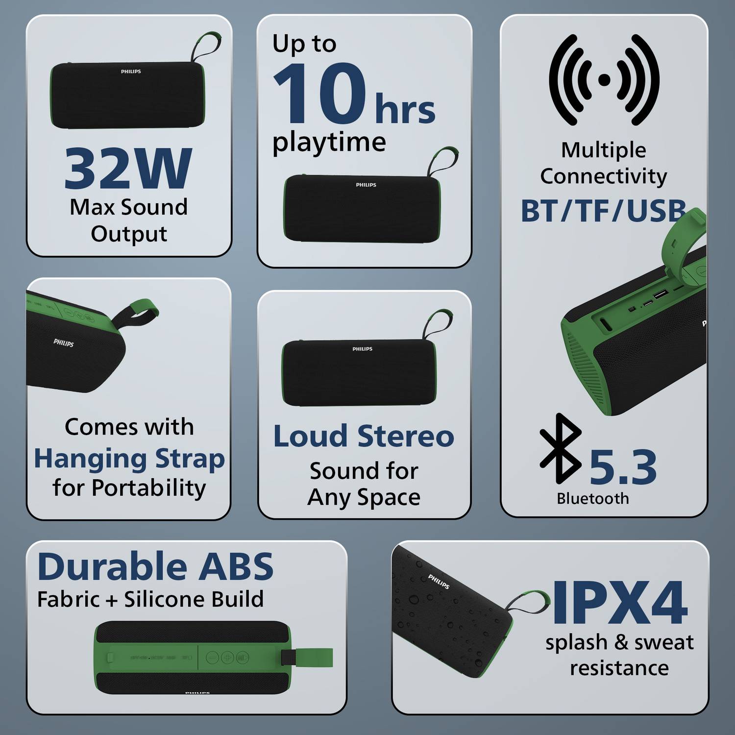 Philips TAS2400GR/94 32W Green Bluetooth Speaker - Image 3