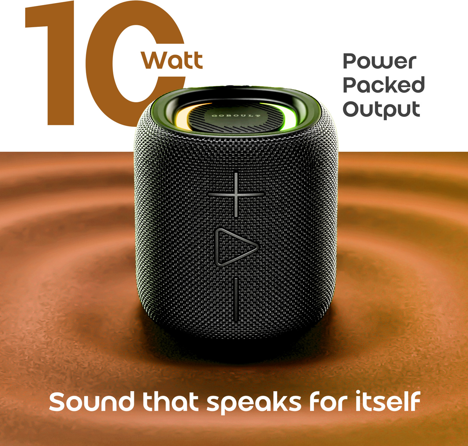 Image of GOBOULT Rave 10W, Dual Dynamic Drivers, RGB LED, TWS Connectivity, Upto 12hrs Battery 10 W Bluetooth Speaker