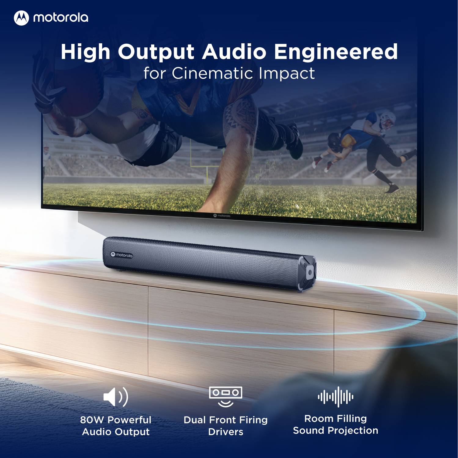 MOTOROLA AmphisoundX Vibe 80 W Bluetooth Soundbar Black - Image 2