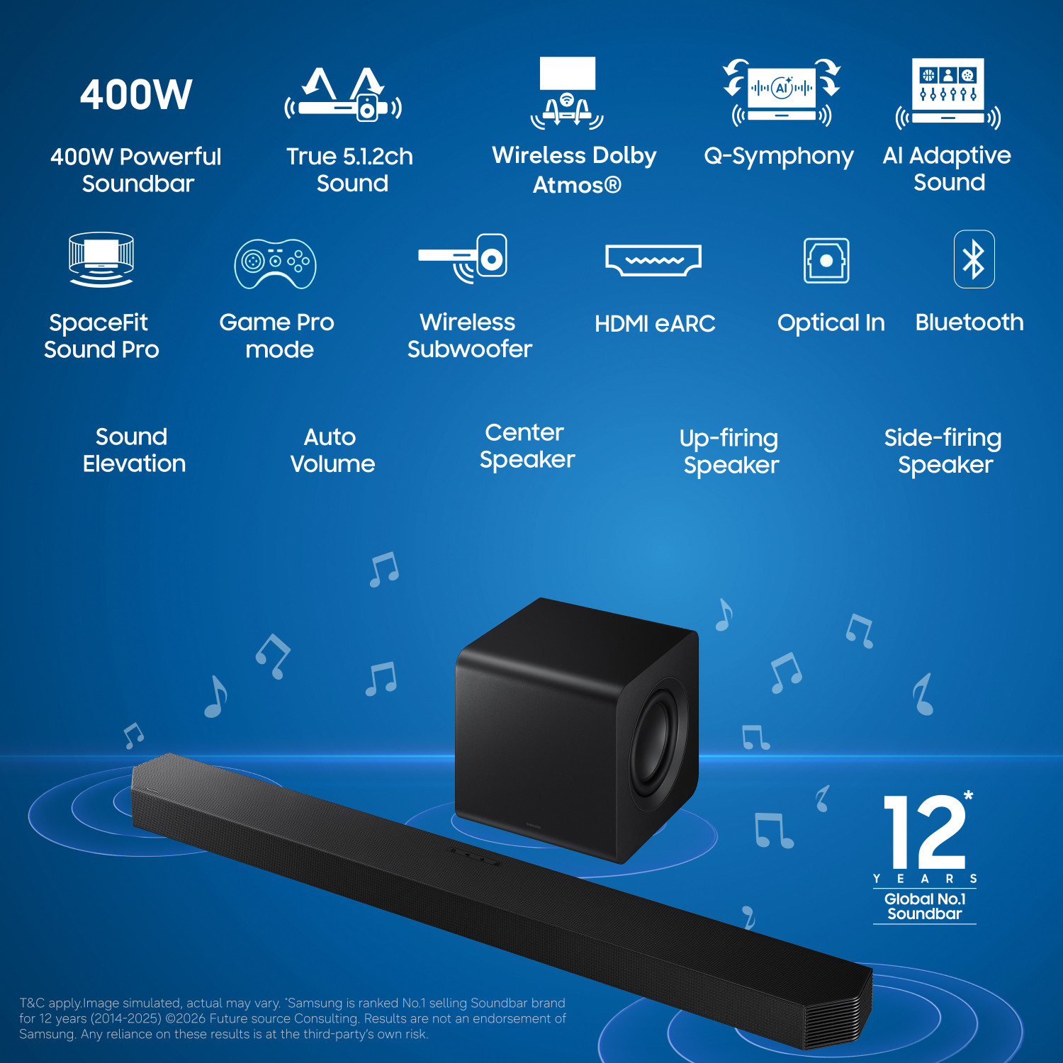 Image of Samsung HW-Q800H /XL 400W 5.1.2ch Wireless Dolby Atmos Soundbar 400 W Bluetooth Home Audio Speaker