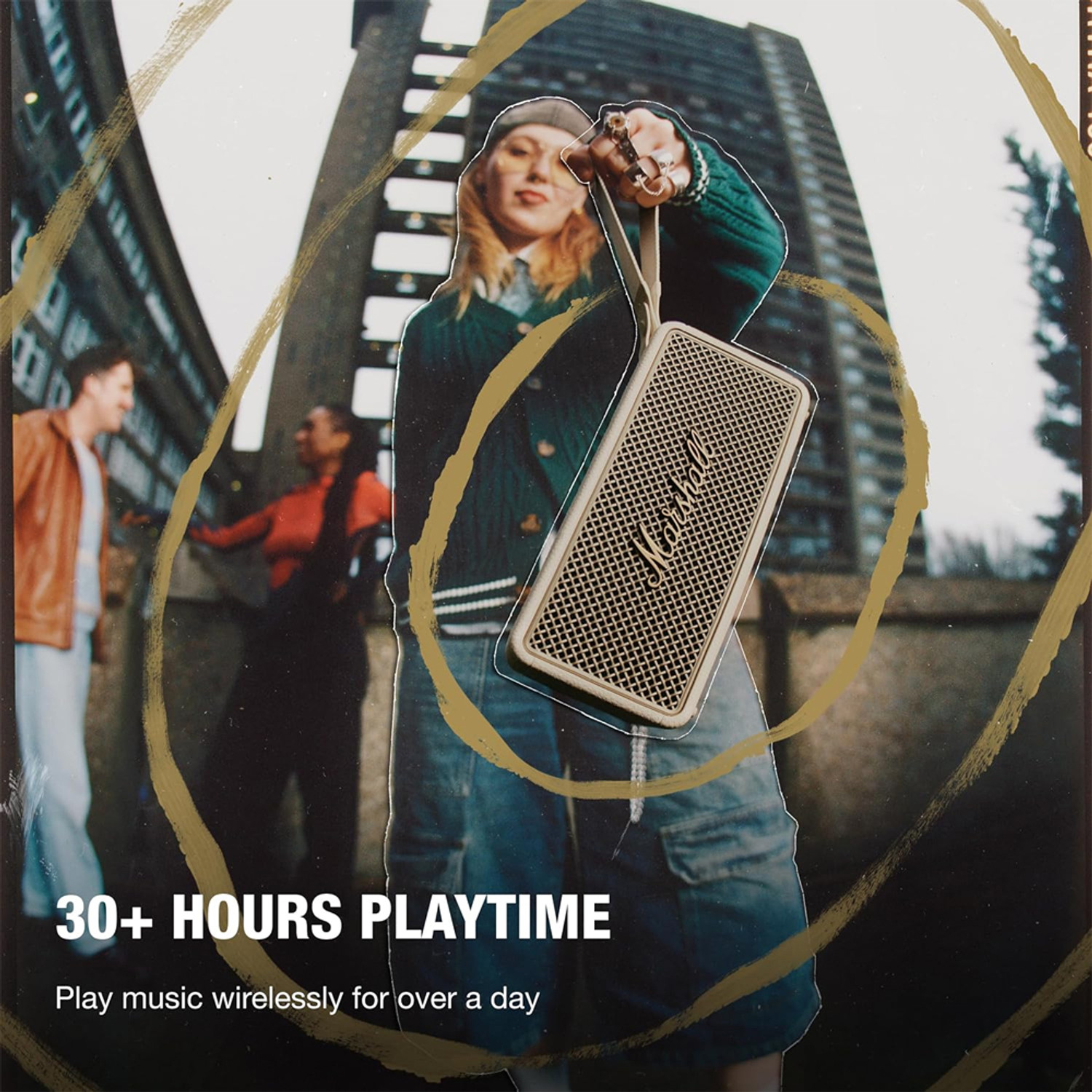 Image of Marshall Middleton II Portable, Over 30 Hours Playtime, IP67 Waterproof 80 W Bluetooth Party Speaker