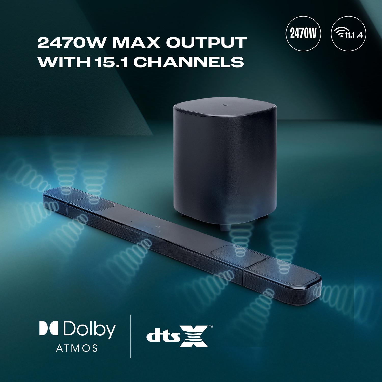 Image of JBL Bar 1000 MK2 True Dolby Atmos and DTS:X, MultiBeam Surround Sound, HDMI eARC 960 W Bluetooth Soundbar