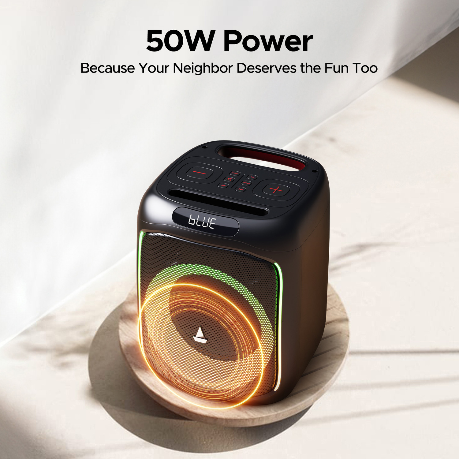 Image of boAt PartyPal 185 with Signature Sound & Up to 6 hrs Playtime 50 W Bluetooth Home Audio Speaker