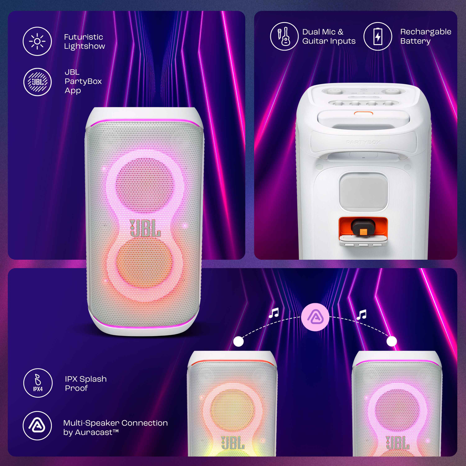 Image of JBL Partybox 120, AI Sound Boost, Futuristic Light Show, Upto 12Hrs Playtime 160 W Bluetooth Party Speaker
