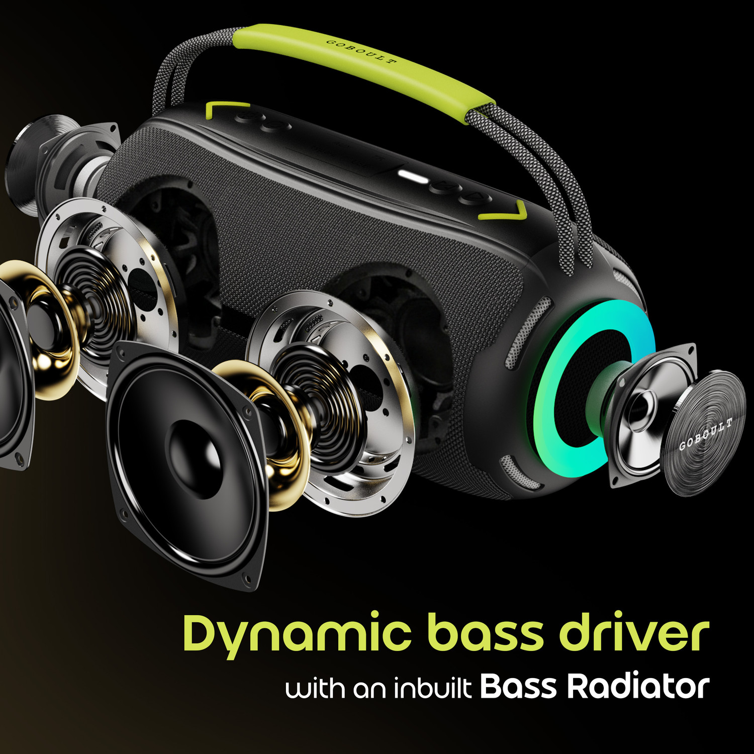 Image of GOBOULT Groove 20W, Dual Dynamic Drivers, RGB LED, TWS Connectivity, Upto 8Hrs Battery 20 W Bluetooth Speaker