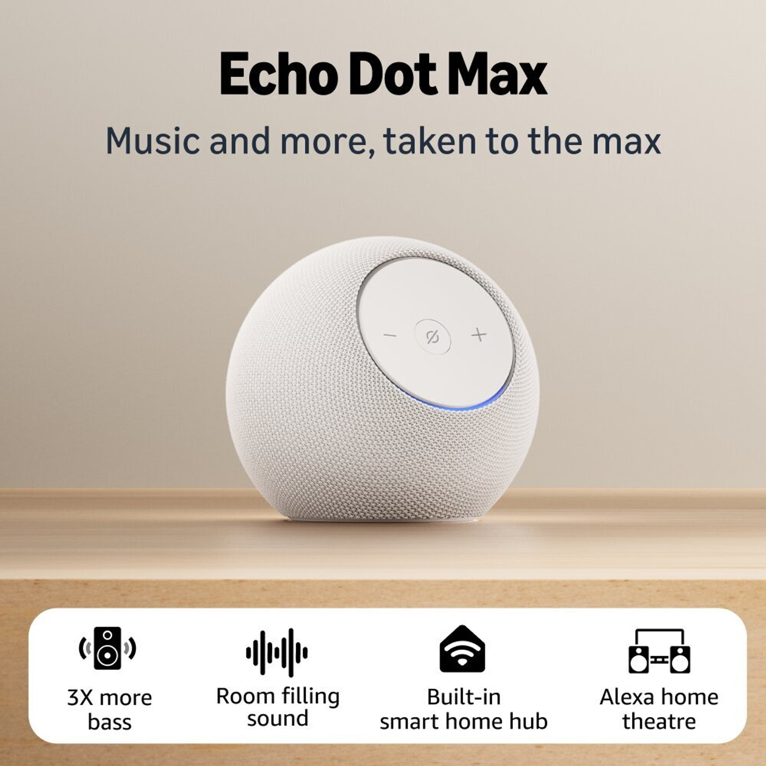 Image of Echo Dot Max with Room filling sound, 3x more bass, and a Built in smart home hub with Alexa Assistant Smart Speaker