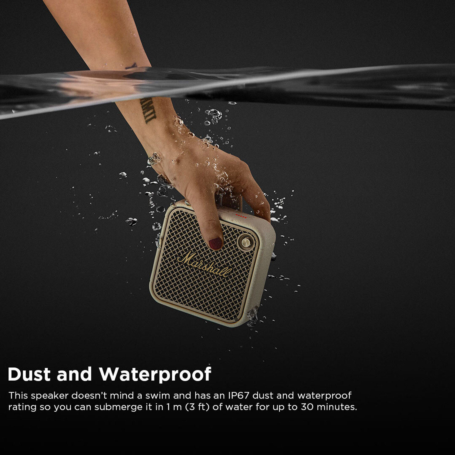 Image of Marshall Willen II Portable Bluetooth Speaker 17+ Hour Playtime, Dust & Waterproof (IP67) 10 W Bluetooth Speaker (Cream, Mono Channel)