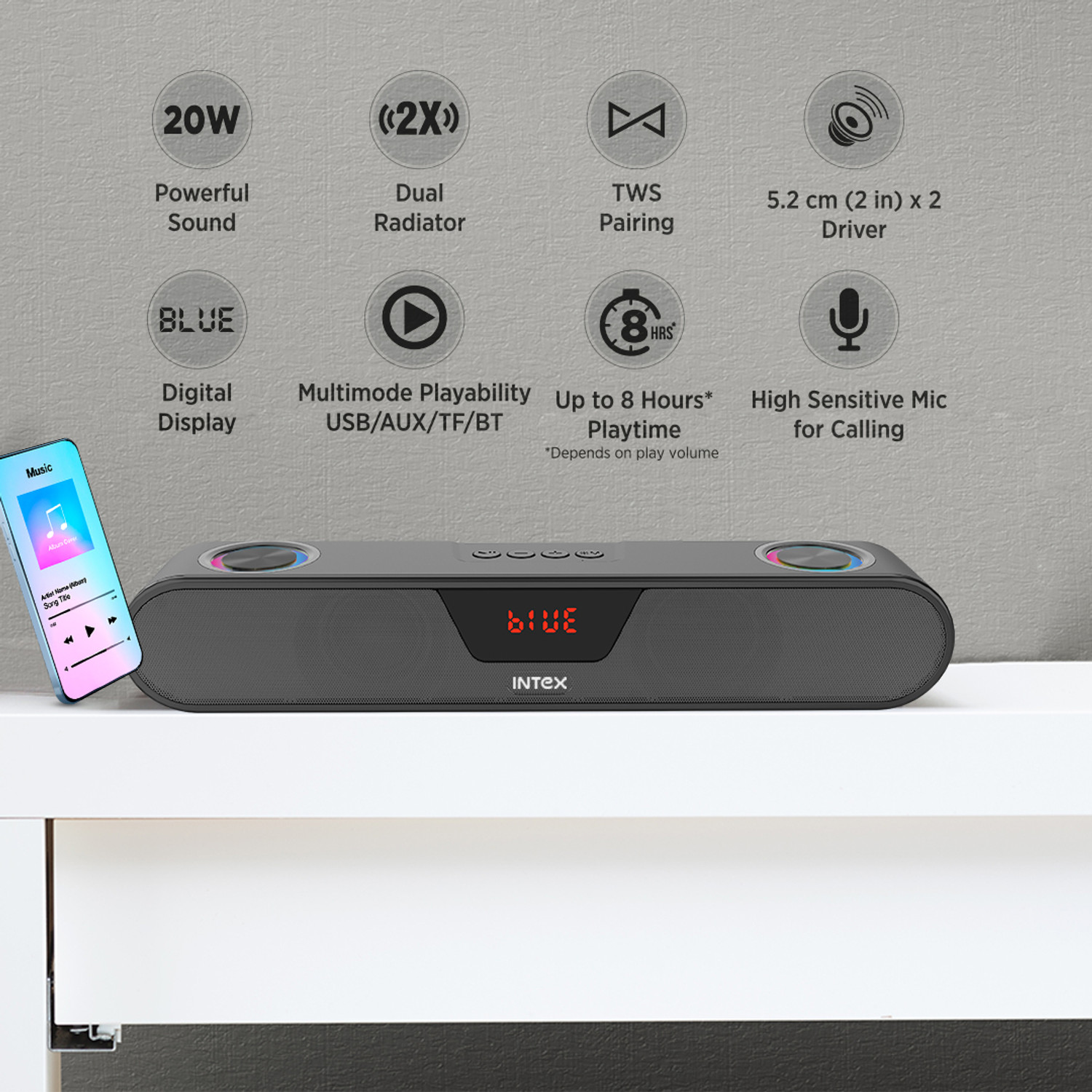 Image of Intex 2010 Wireless Portable Soundbar 20 W Bluetooth Speaker