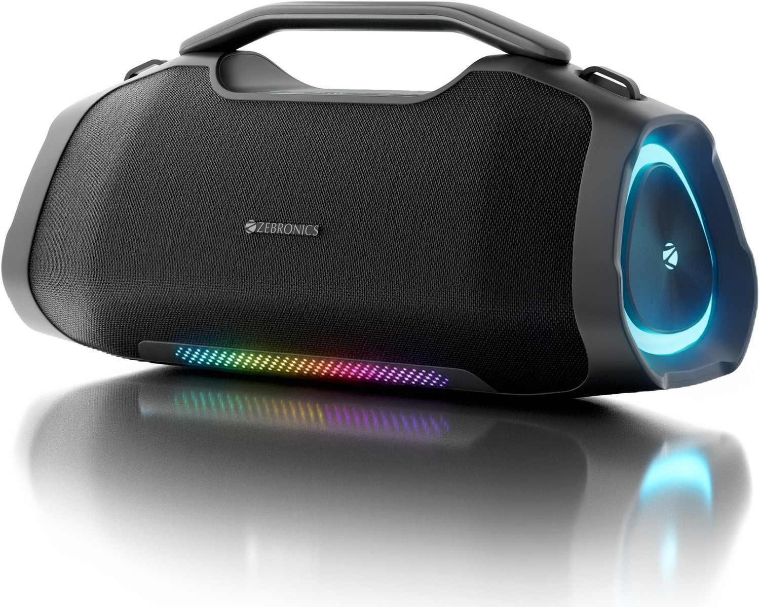 Image of ZEBRONICS Sound Feast 550, Upto 5hrs Playback, Dual Drivers, Subwoofer, TWS, RGB, Type-C 75 W Bluetooth Party Speaker