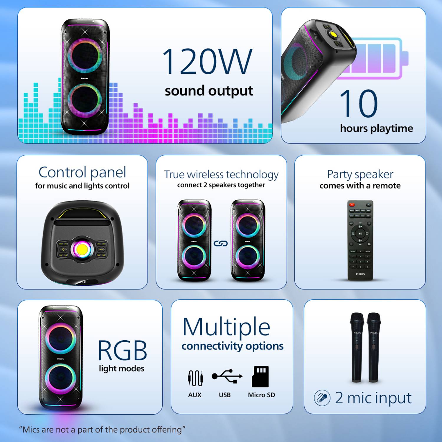 Philips TAX4910/94 120W Bluetooth Party Speaker Black - Image 2