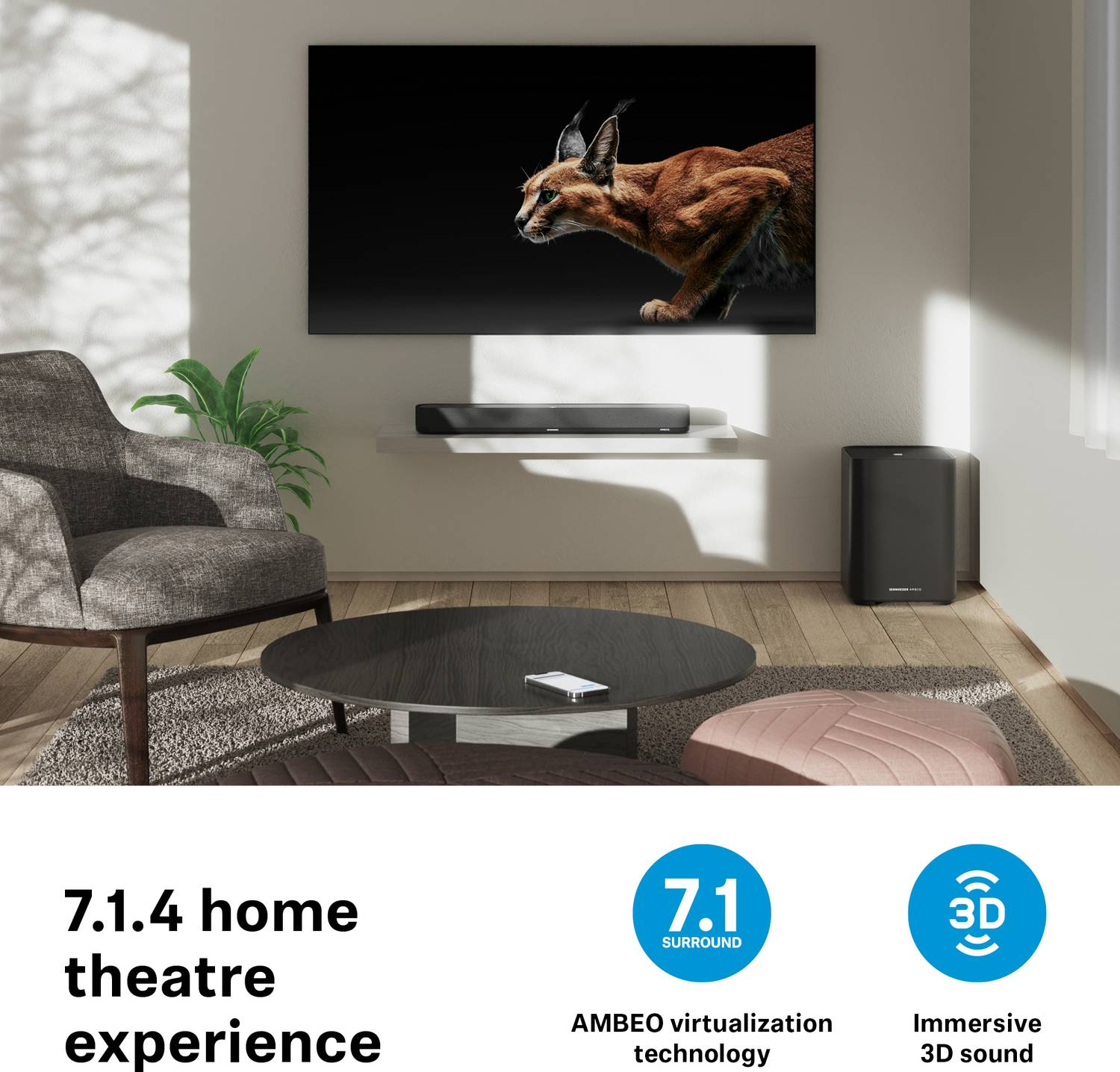 Sennheiser AMBEO Soundbar Mini 250W Bluetooth/Wi-Fi - Image 2
