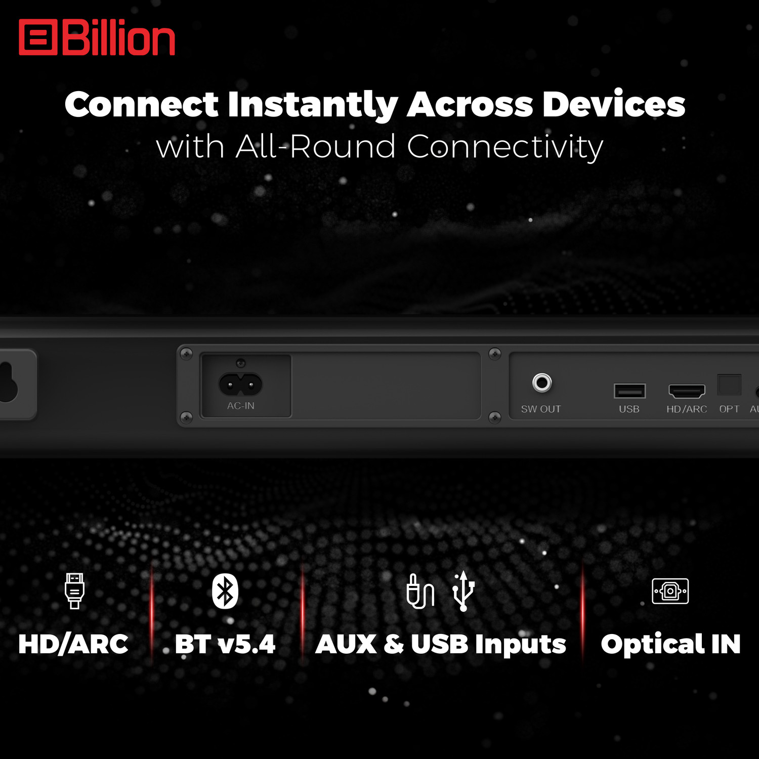 Image of Billion Thunder 160, 160 Watts, 2.1 Channel, Immersive cinematic experience, EQ Modes 160 W Bluetooth Soundbar