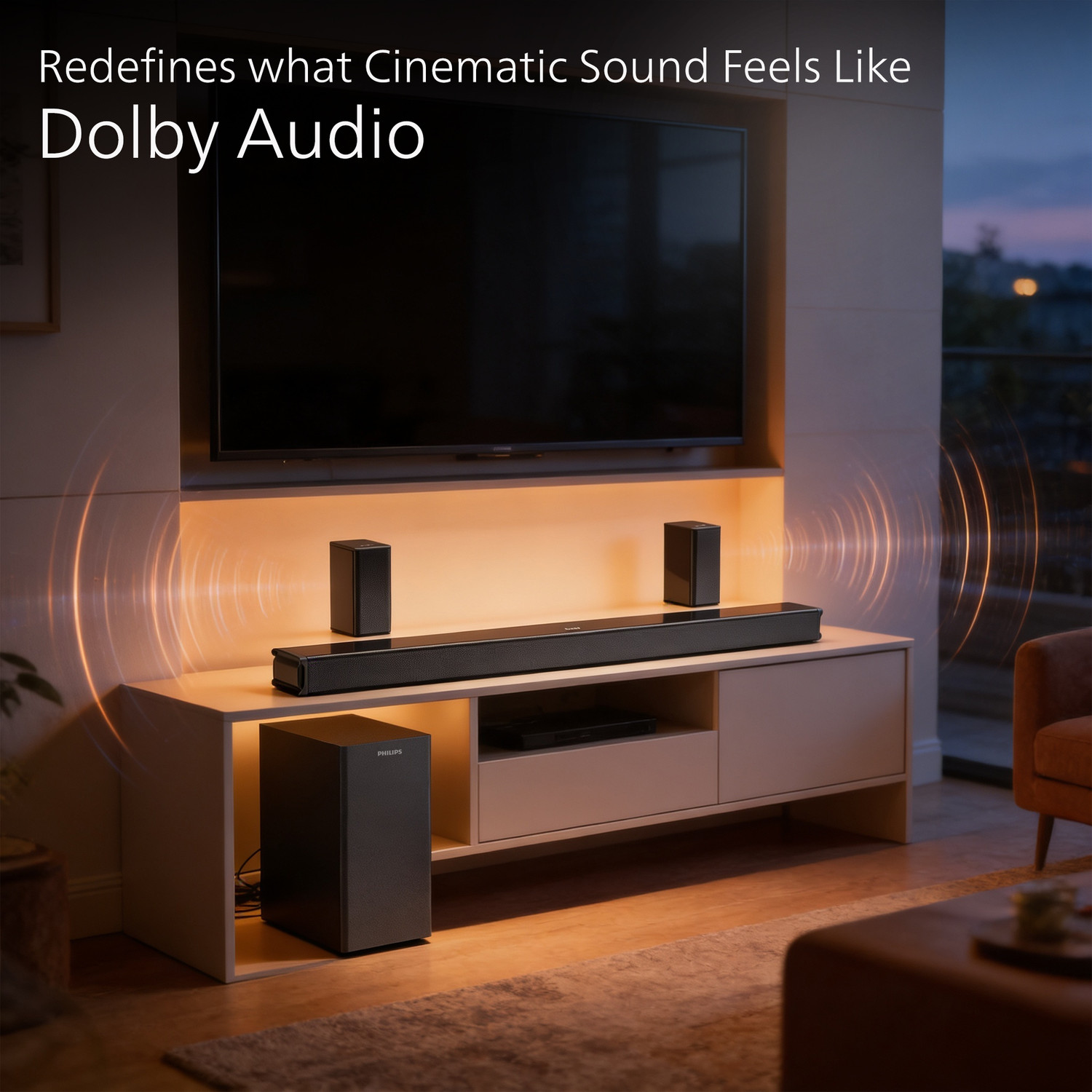 Image of PHILIPS Philips TAB5651 /94 8 Inch Subwoofer Bluetooth,HDMI ARC,USB&Optical Connectivity 600 W Bluetooth Soundbar