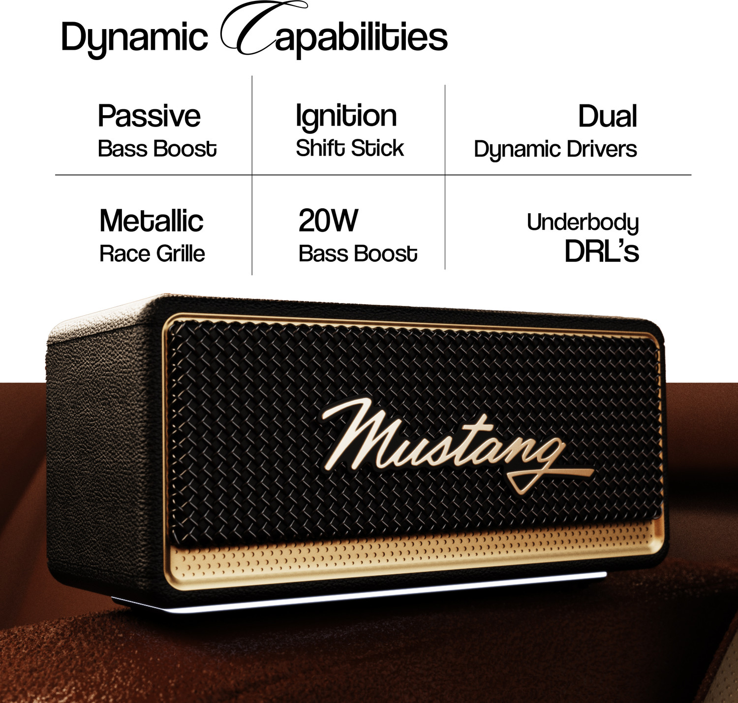 Image of GOBOULT Mustang GT 20, Dual Dynamic Drivers, RGB LEDs, Bass Radiator, BTv 6, 7Hr Battery 20 W Bluetooth Speaker