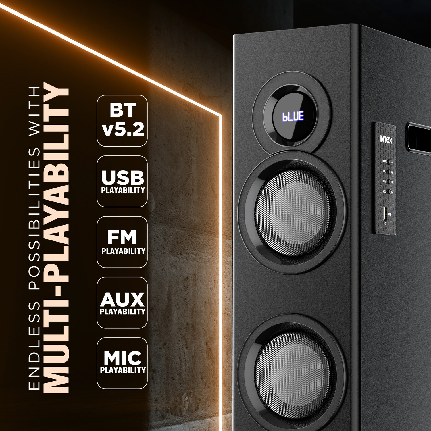 Image of Intex TW-XH 13503 FMUB (Dual) 150 W Bluetooth Tower Speaker