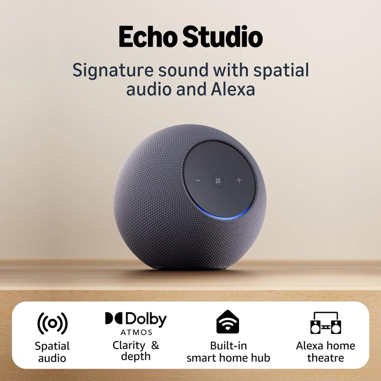 Image of Echo Studio with Spatial audio, Dolby Atmos, and a Built in smart home hub with Alexa Assistant Smart Speaker