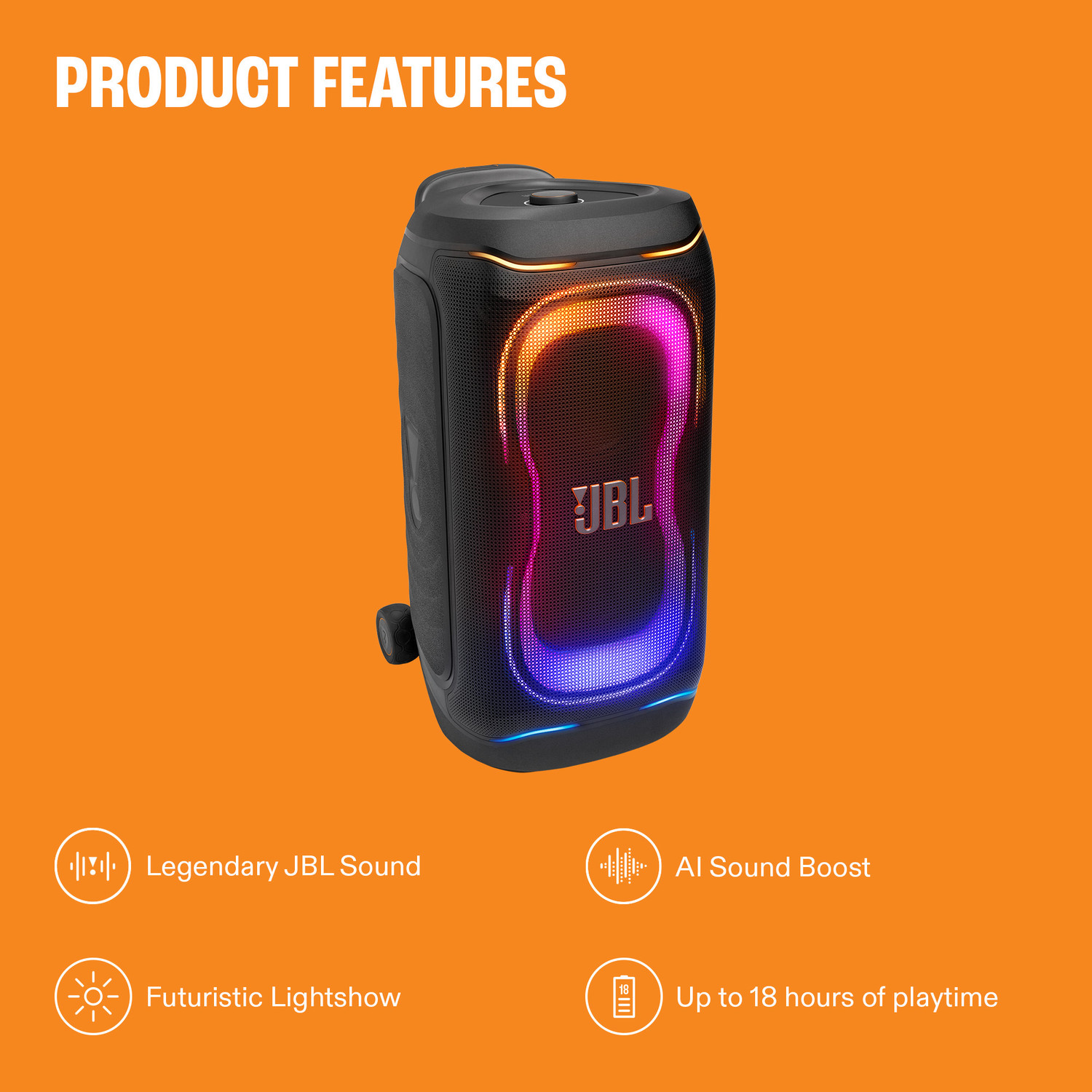 Image of JBL Partybox 330, AI Sound Boost,Futuristic Light Show,18Hrs play time,Smart EQ mode 280 W Bluetooth Party Speaker