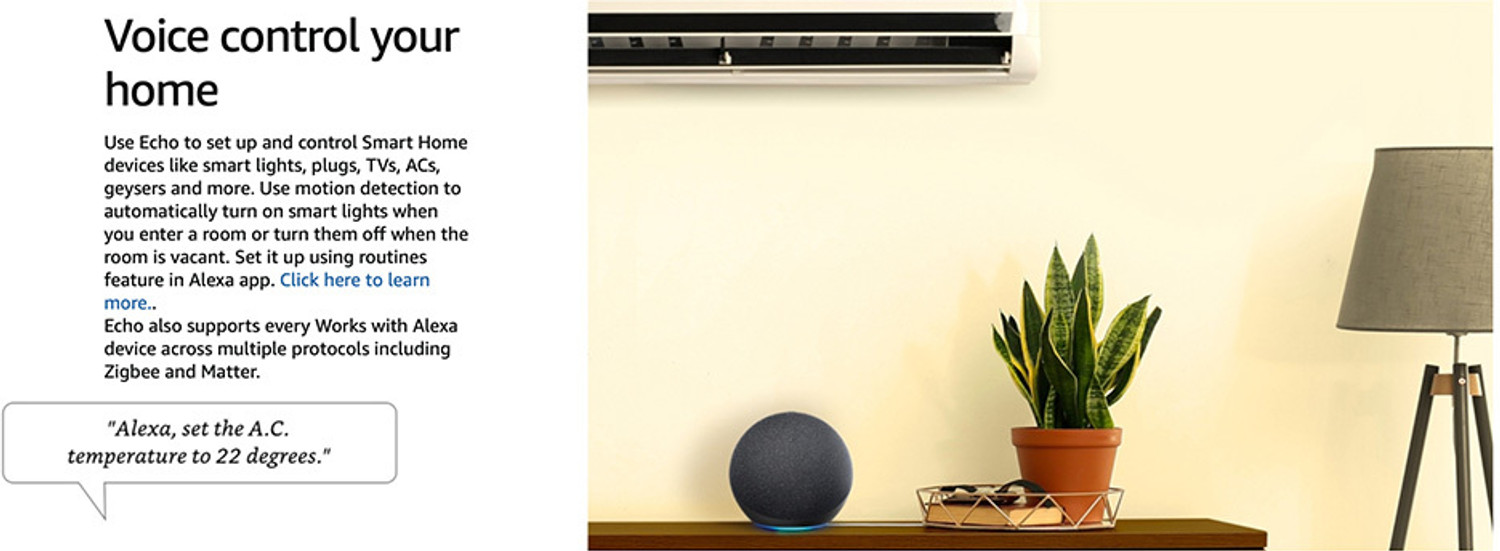 Image of Alexa Echo (4th Gen)| Premium sound powered by Dolby and Alexa with Alexa Assistant Smart Speaker