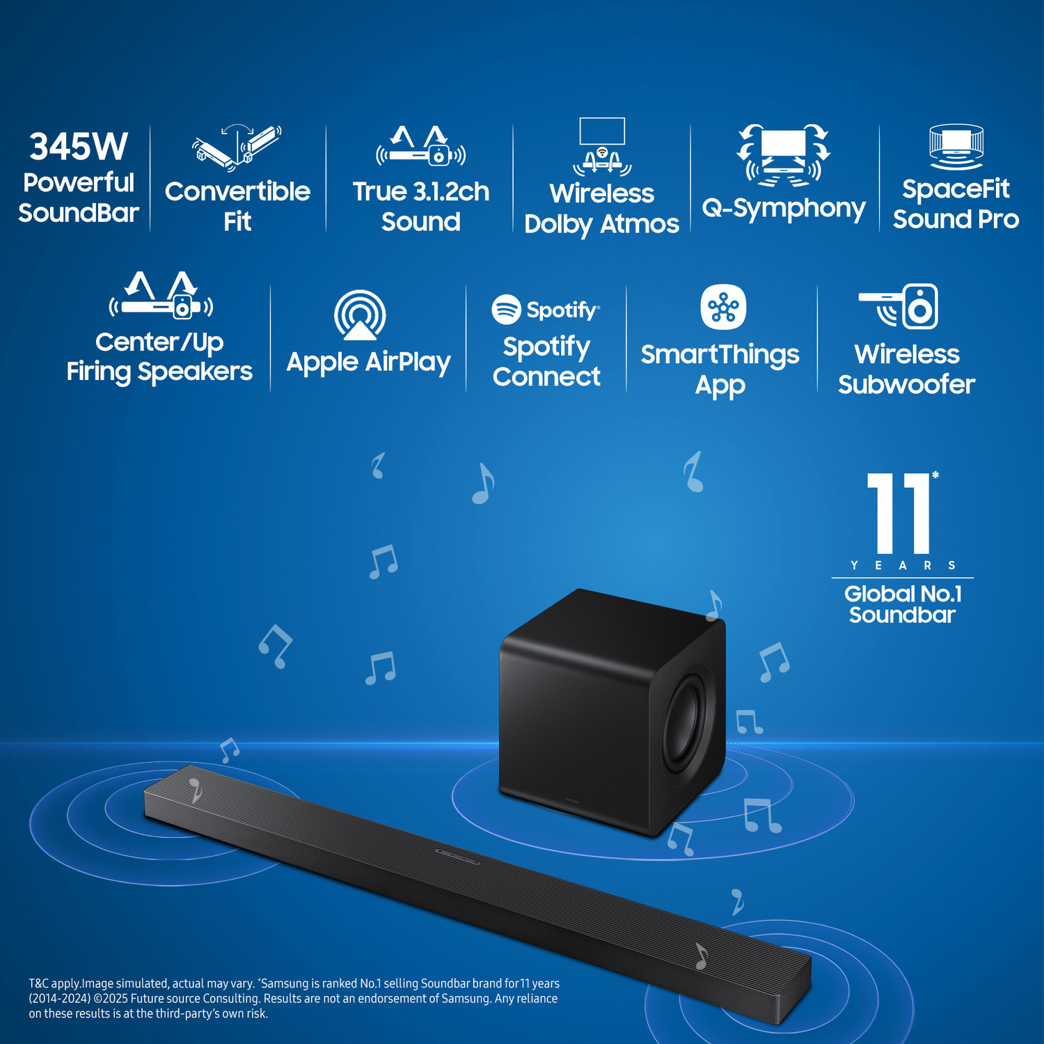 Image of Samsung Soundbar with Wireless Dolby Atmos 345 W Bluetooth Home Audio Speaker