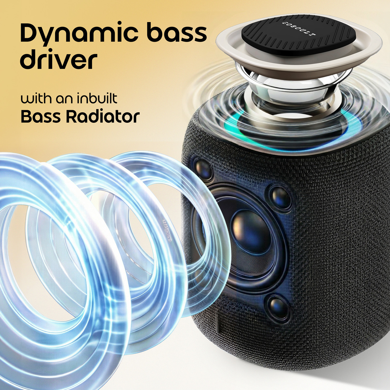 Image of GOBOULT Rave 10W, Dual Dynamic Drivers, RGB LED, TWS Connectivity, Upto 12hrs Battery 10 W Bluetooth Speaker