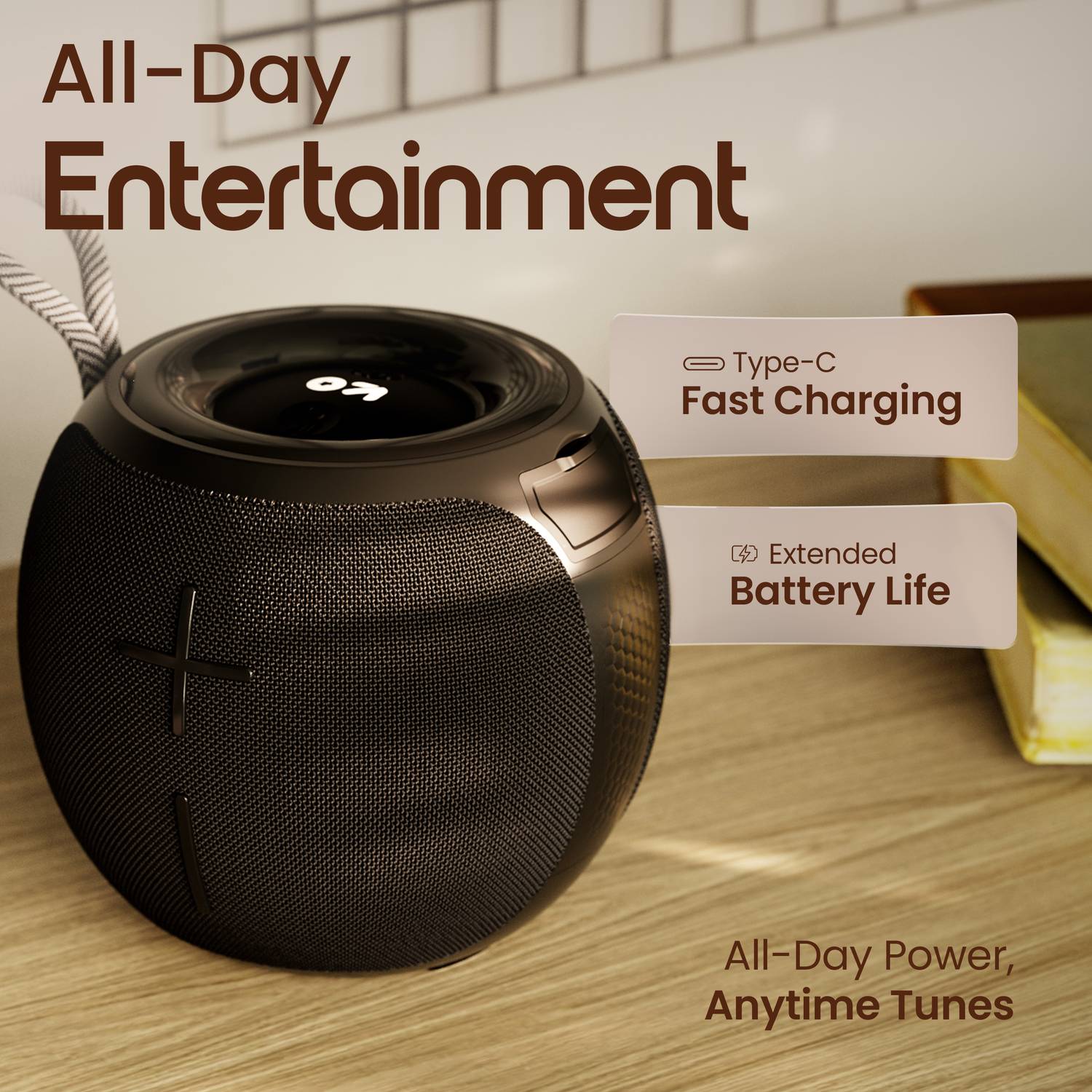 GOBOULT Bassbox Q10 10W Bluetooth Speaker Black - Image 5