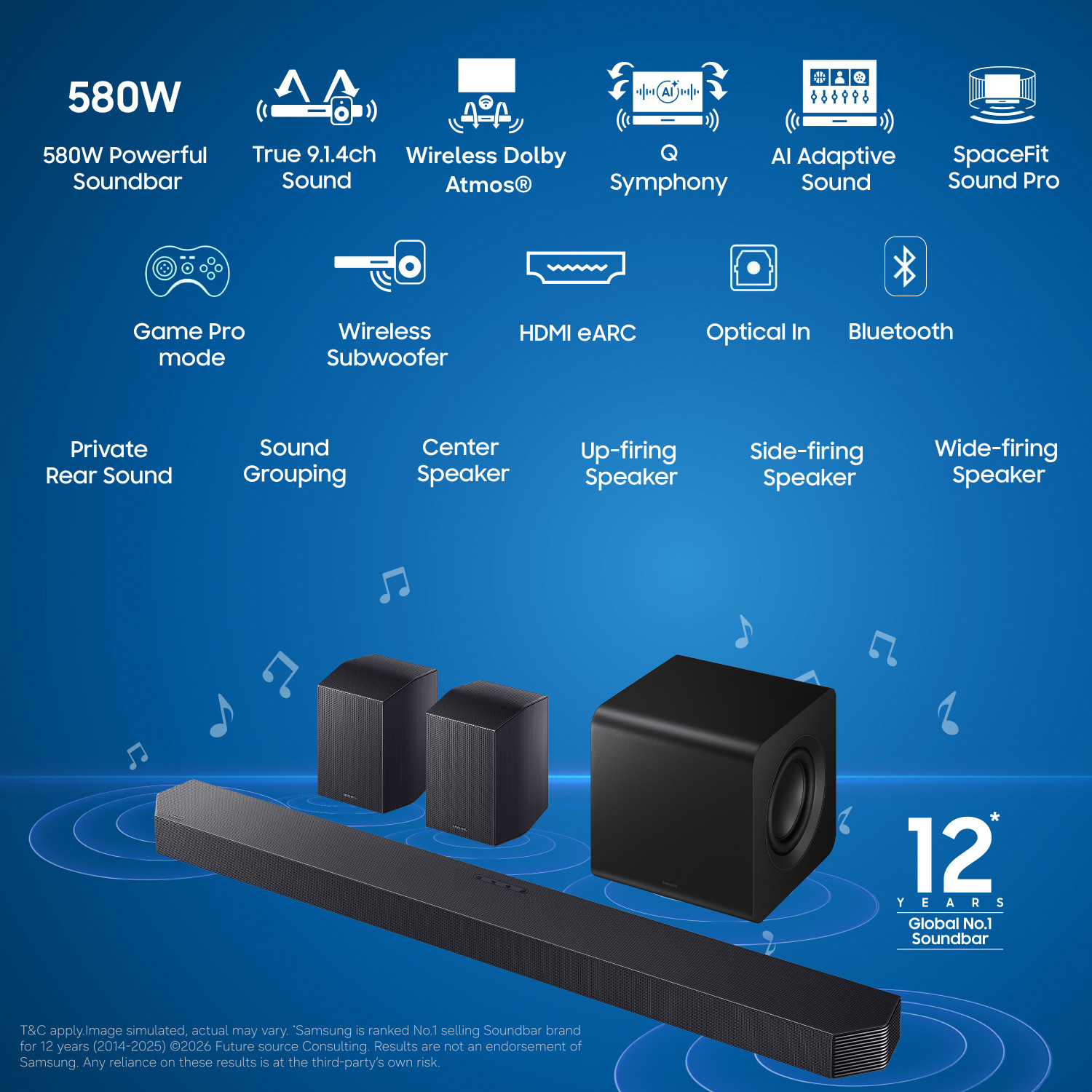 Image of Samsung HW-Q930H /XL 580W 9.1.4ch Wireless Atmos Surround Soundbar 580 W Bluetooth Home Audio Speaker