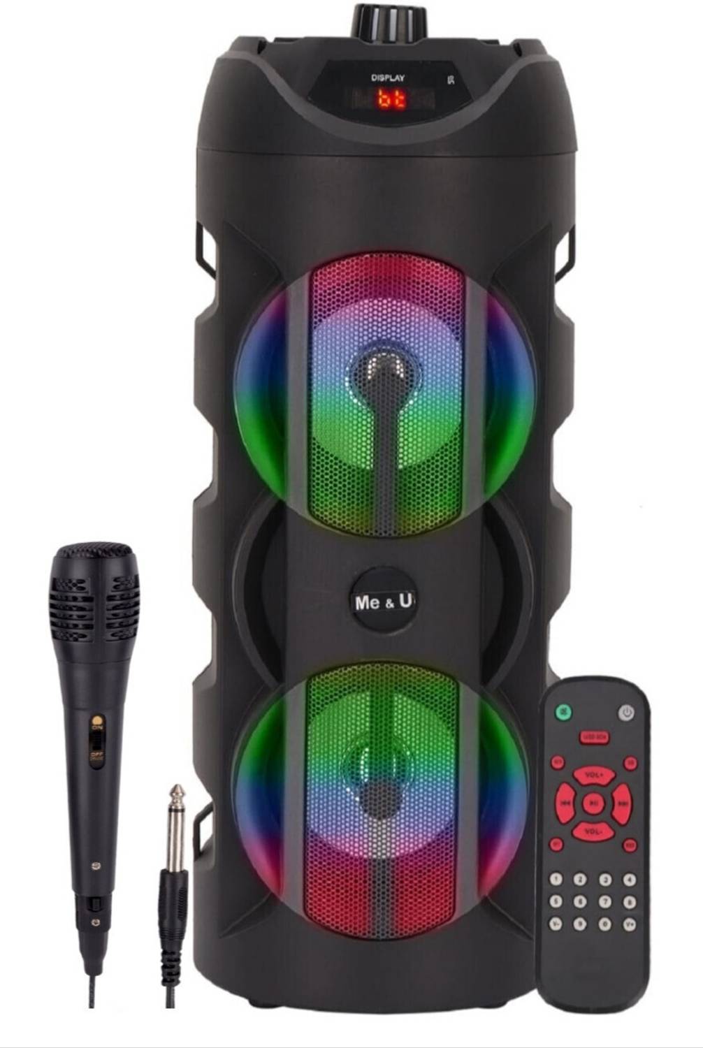 ME&U Musical Pro 4inch*2/ 10 hours play time BT TWS Mic RGB light FM USB AUX 40 W Bluetooth Home Audio Speaker