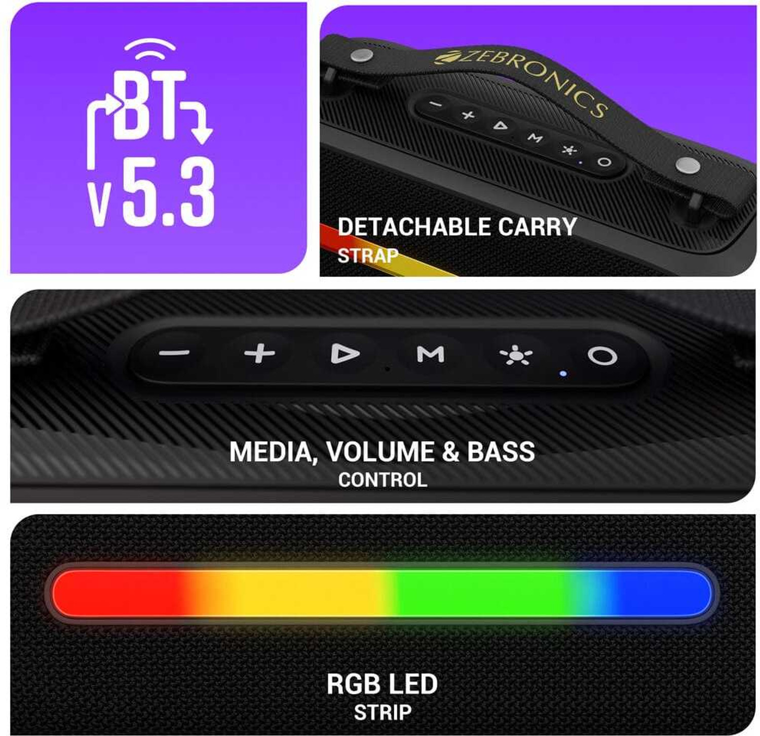 Image of ZEBRONICS Zeb Sound Feast 80 20 W Bluetooth Party Speaker
